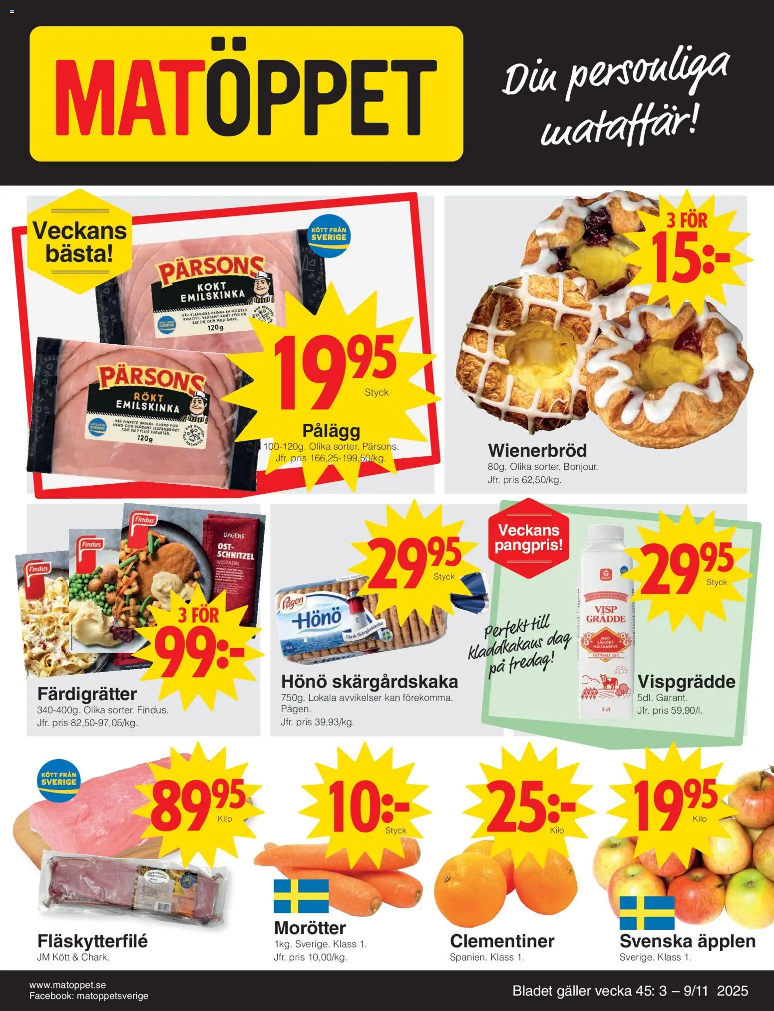 Förhandsgranska reklamblad Aktuella reklamblad Matöppet från butik Matöppet gäller från 03/11/2025