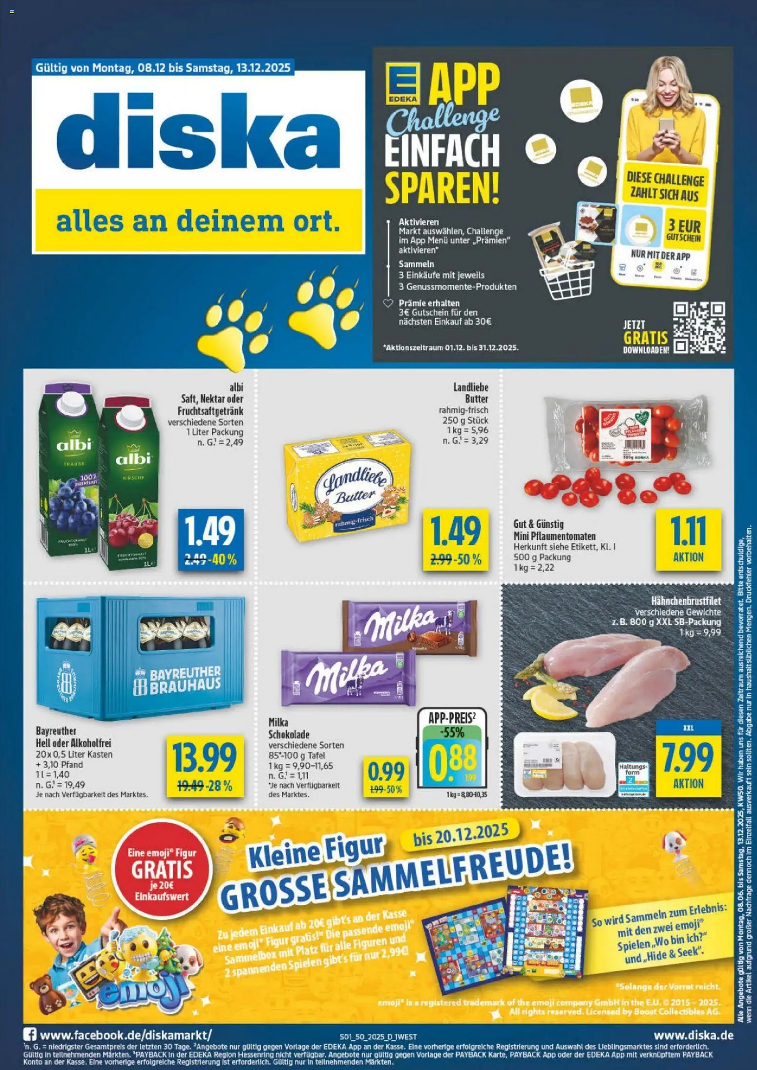 Vorschau von dem Prospekt des Geschäftes Diska, gültig ab dem 08.12.2025 - Butter, Schokolade, Milka, Landliebe butter