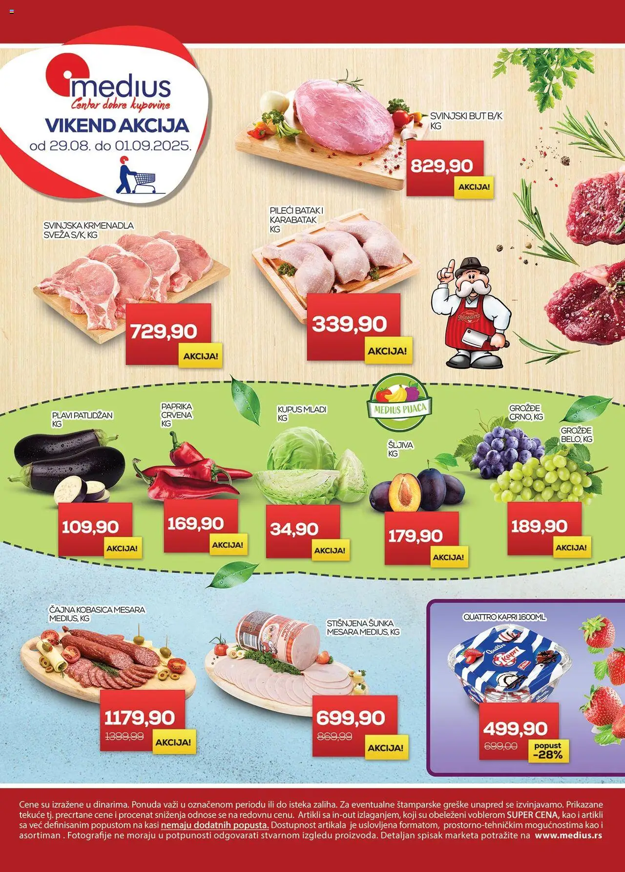 Medius katalog važi od 29.08.2025 - stranica 1 - Paprika, Kupus, Grožđe, Svinjski but, Kobasica, Krmenadla, Plavi patlidžan, Svinjska krmenadla