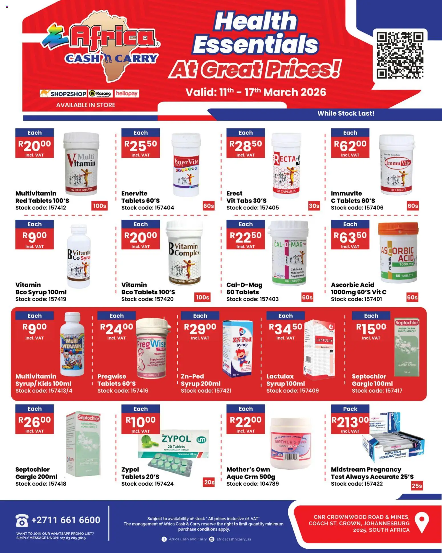 Preview of Africa Cash & Carry flyer valid from 11/04/2026 - Tablet, Cream, Stock, Syrup