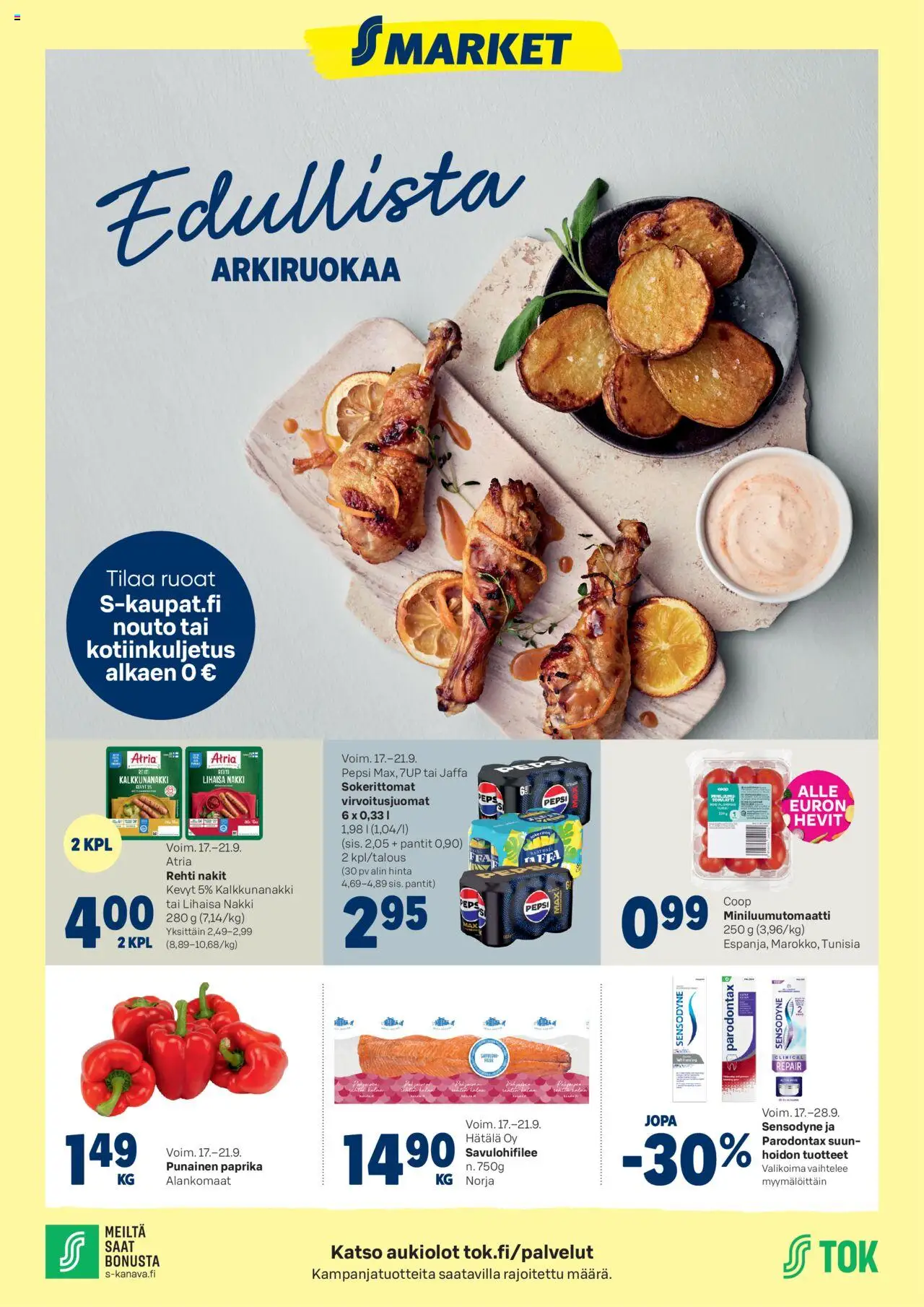 S-market-kaupan Tarjoukset - Edullista Arkiruokaa voimassa 17/09/2025 - Sivulla 1