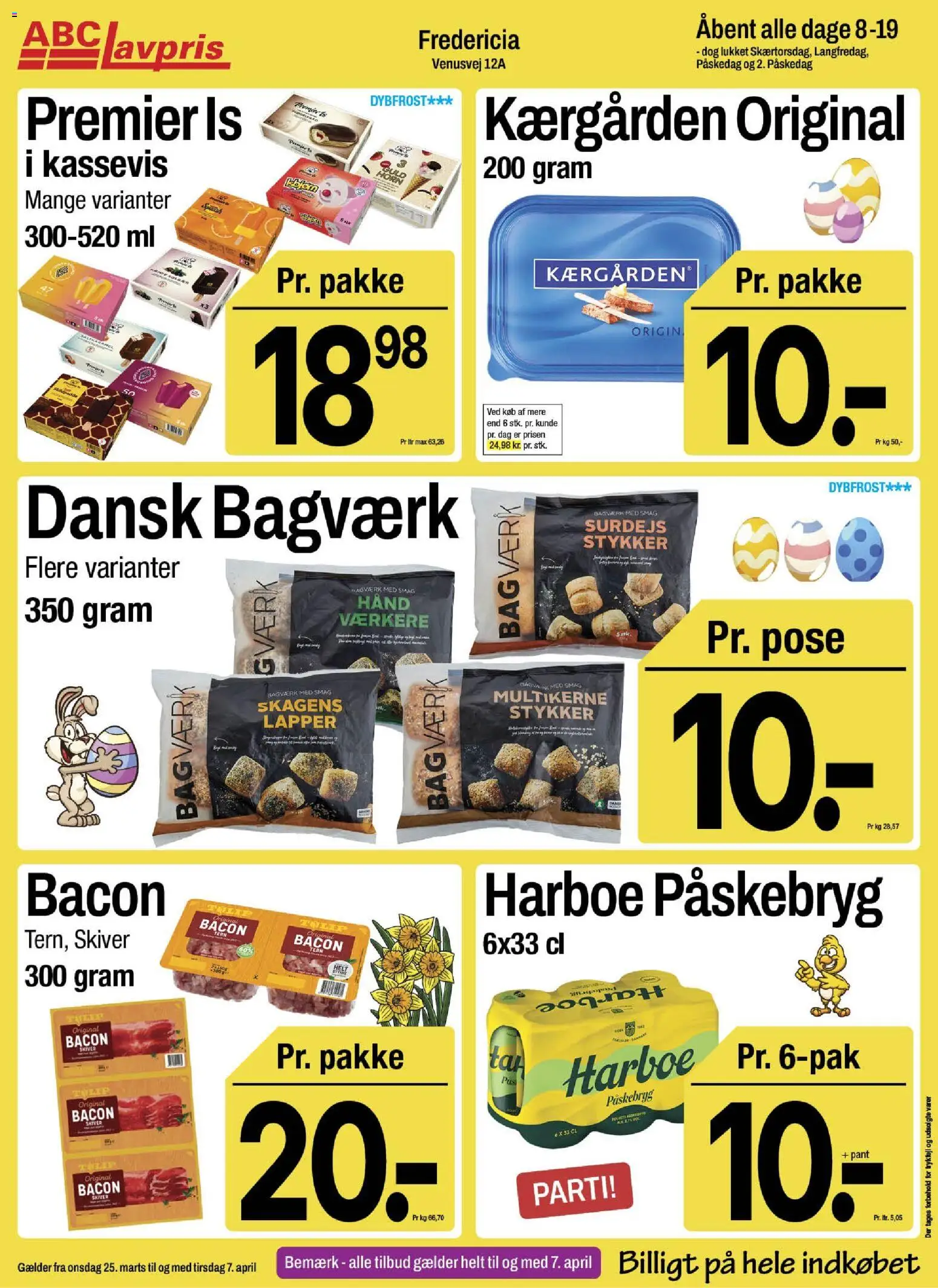 Eksempel på tilbudsavis Abc Lavpris - Fredericia fra butik Abc Lavpris gyldig fra 25/03/2026 - Is, Bacon