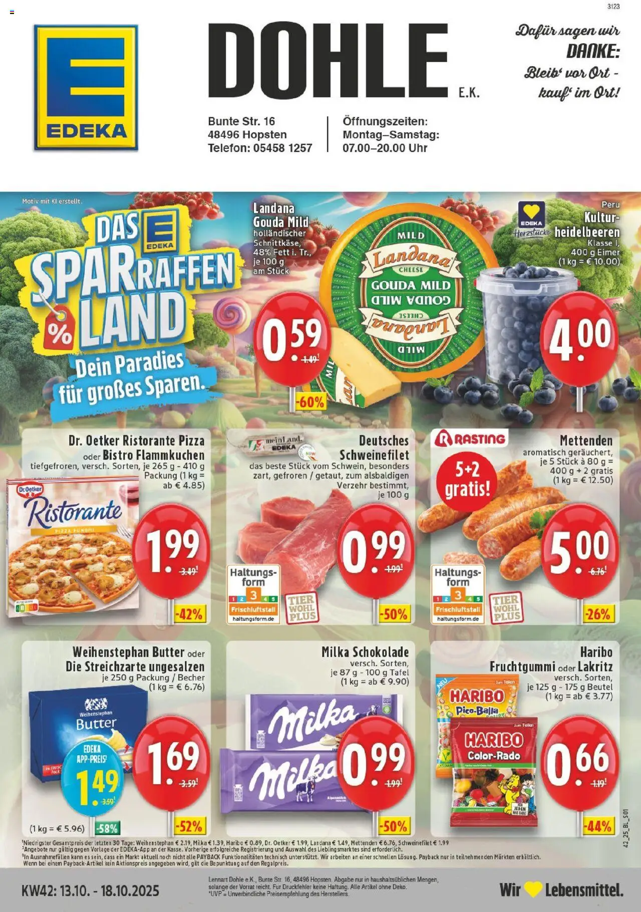 Vorschau von dem Prospekt des Geschäftes Edeka, gültig ab dem 13.10.2025 - Telefon, Butter, Schokolade, Haribo, Heidelbeeren, Milka, Ristorante, Weihenstephan butter