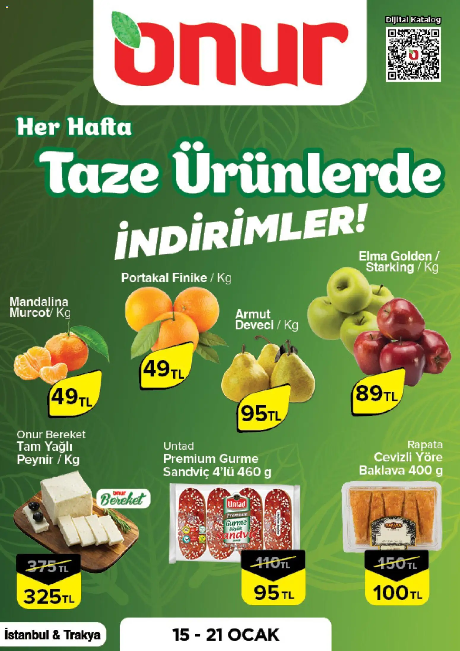 Onur Market Taze Ürünlerde İndirimler - İstanbul & Trakya 15.01.2026 - Broşürünün önizlemesi