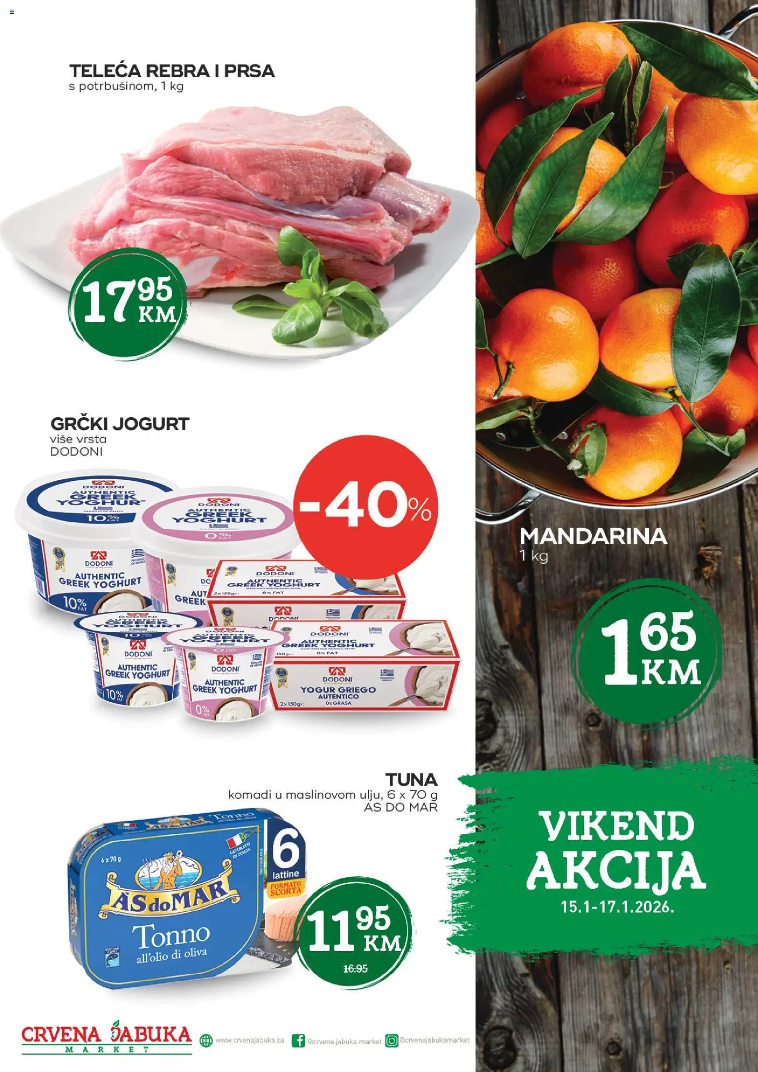 Pregled letka Vikend akcija trgovine Crvena jabuka vrijedi od 15.01.2026
