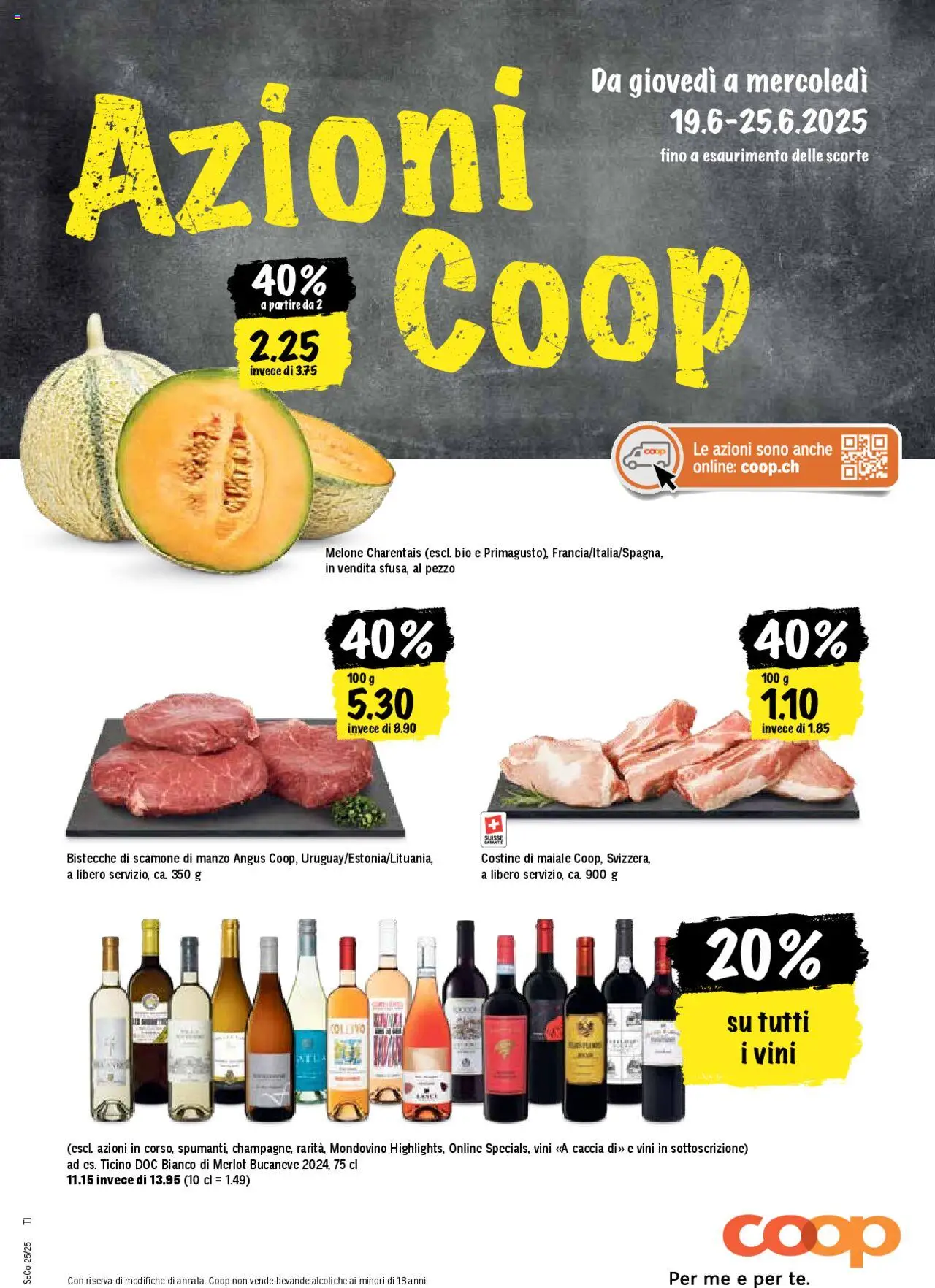 Coop Una settimana di azioni ab 19.06.2025 - Nächste woche - Seitennummer 1 - Merlot, Melone