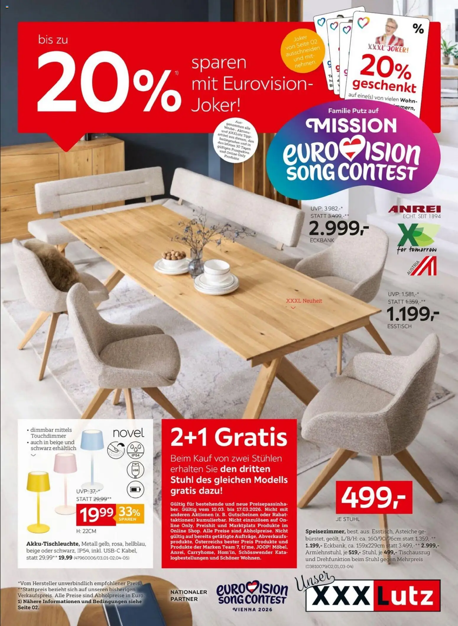 Vorschau der Angebote: XXXLutz XXXLutz Sparen mit Eurovision-Joker! gültig ab 10.03.2026