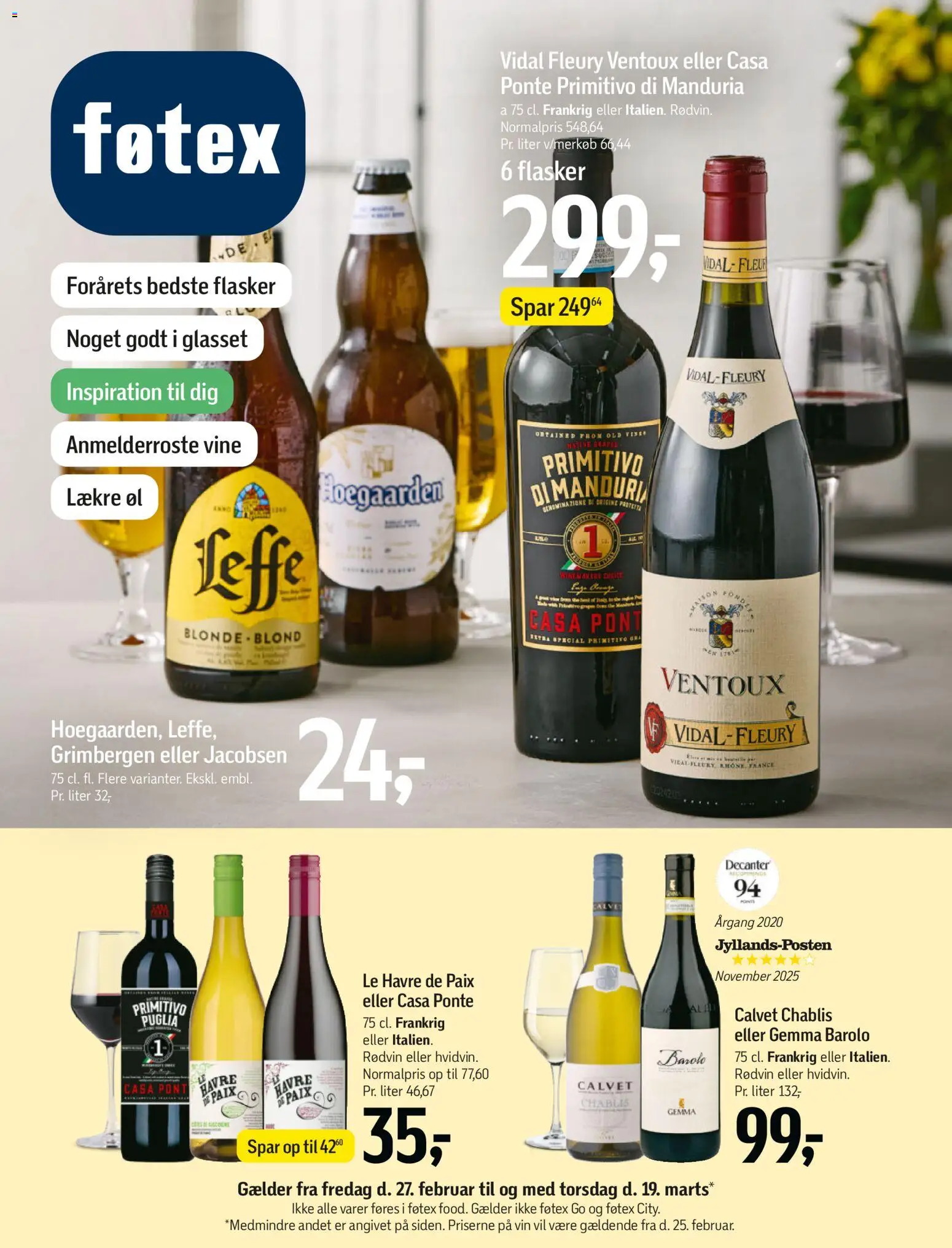 Eksempel på tilbudsavis Forårets bedste flasker fra butik Føtex gyldig fra 27/02/2026