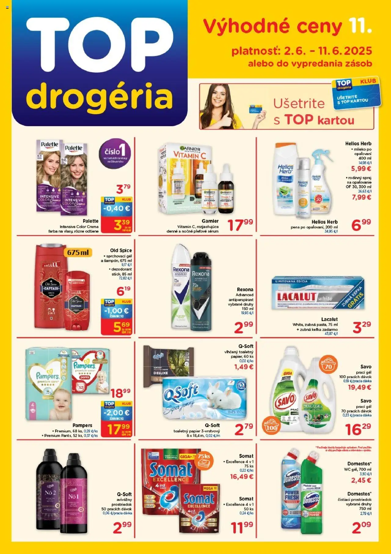 TOP Drogéria Leták (02.06. - 11.06.2025) - Akčná ponuka - Mlieko, Savo, Dezodorant, Pampers, Antiperspirant, Domestos, Pena, Čistiaci prostriedok