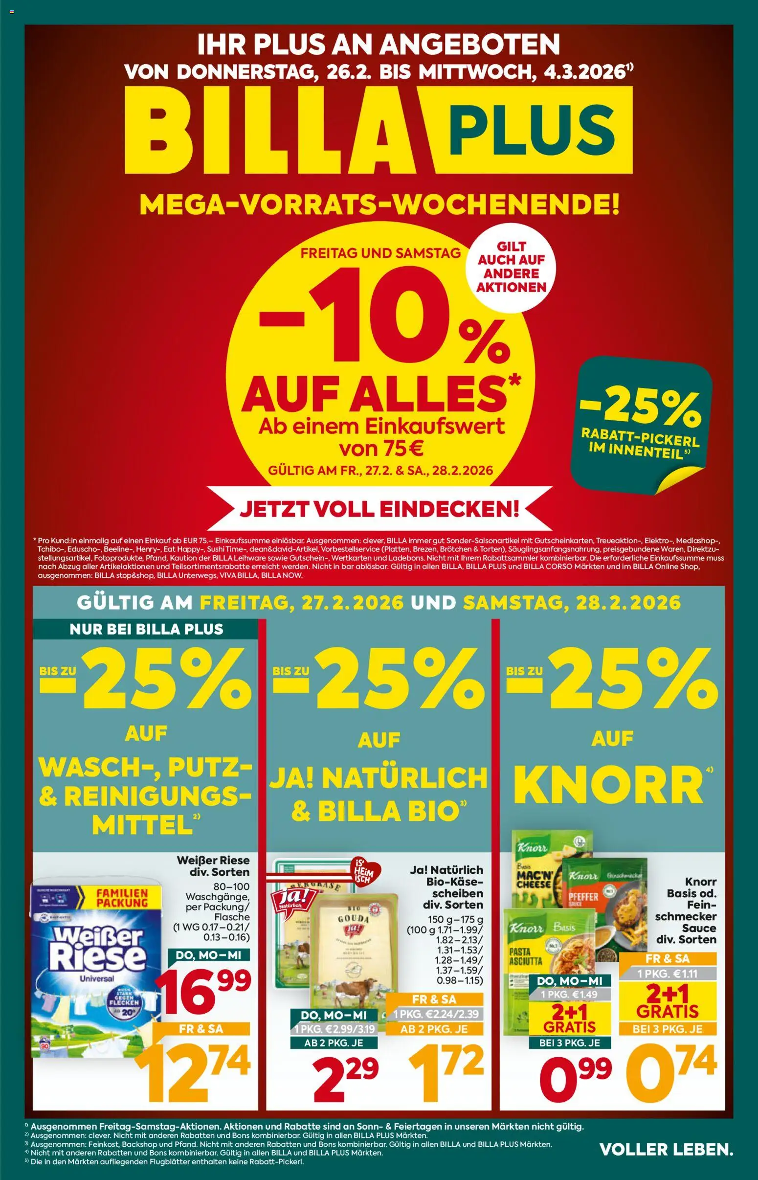 Vorschau der Angebote: Billa Plus Flugblatt gültig ab 26.02.2026 - Pasta, Pfeffer