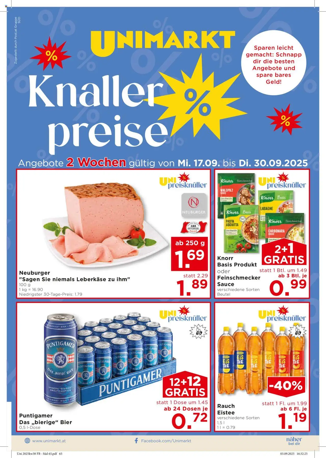  Unimarkt Flugblatt ab (17.09.2025 - 30.09.2025) - Seite 1