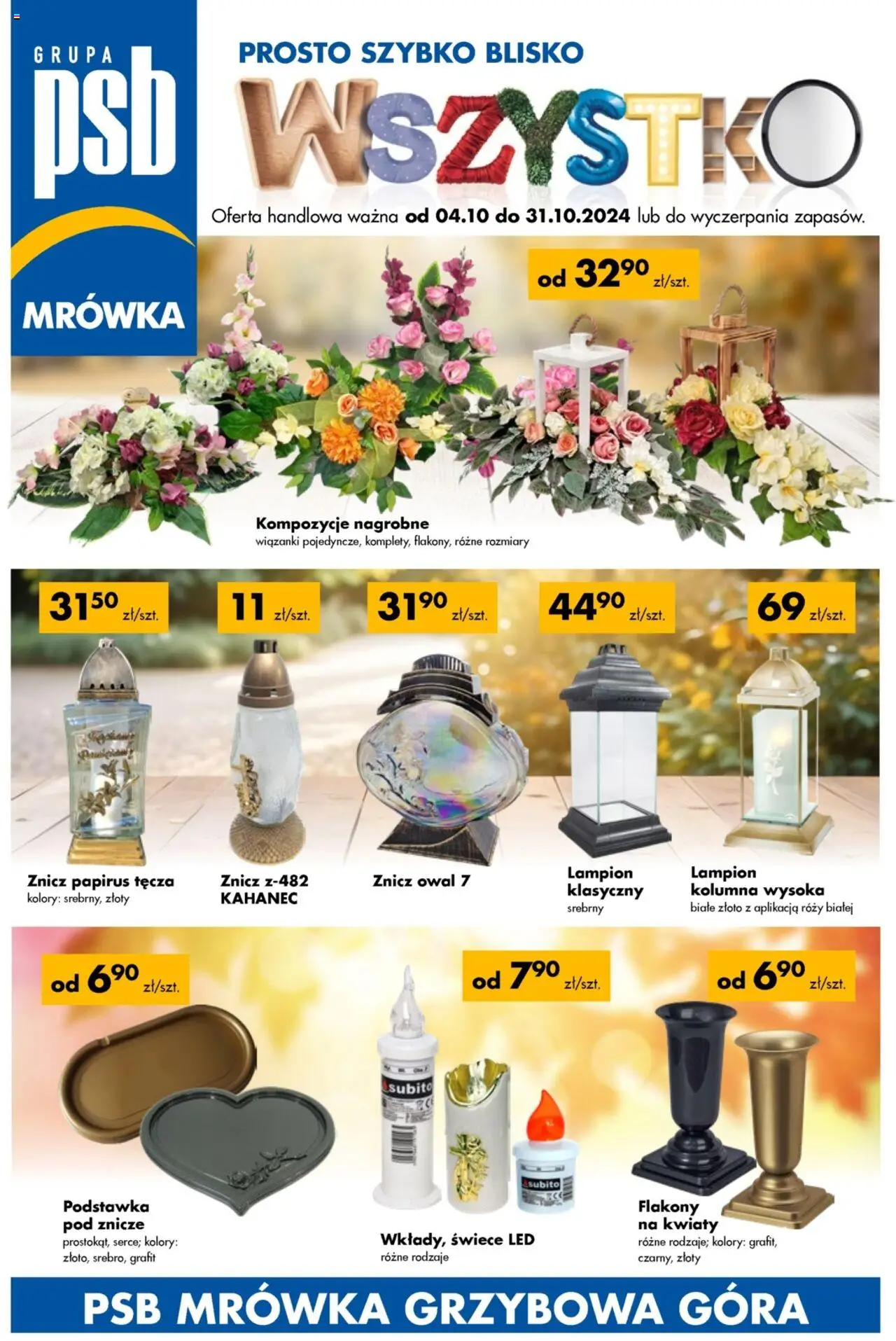 MRÓWKA Gazetka 04.10.2024 - 31.10.2024 - Gazetka promocyjna - Numer strony 1 - Kwiaty, Znicze, Świece