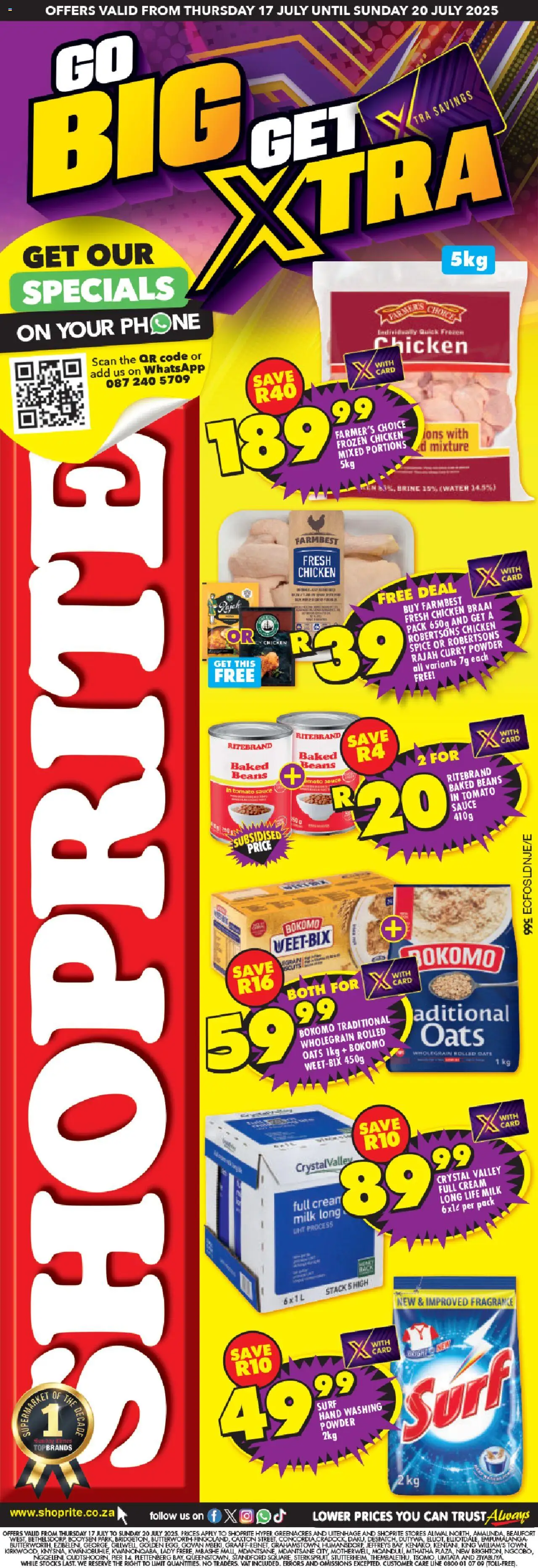 Shoprite Eastern Cape - Xtra Savings Exclusive 17/07 - 20/07/2025 >> Catalogue