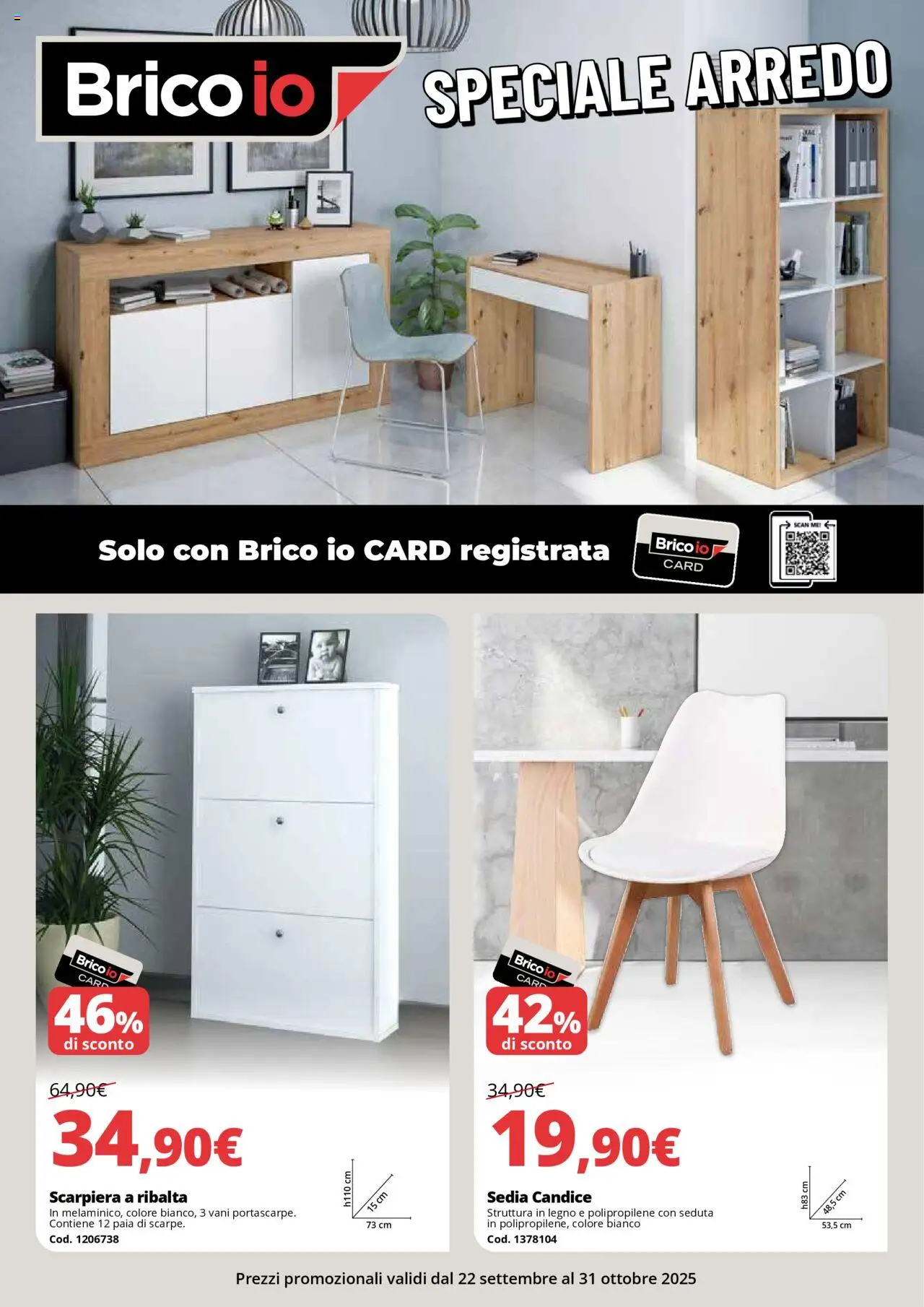 Volantino Brico io valido da 22/09/2025 numero di pagina 1 - Scarpiera, Sedia