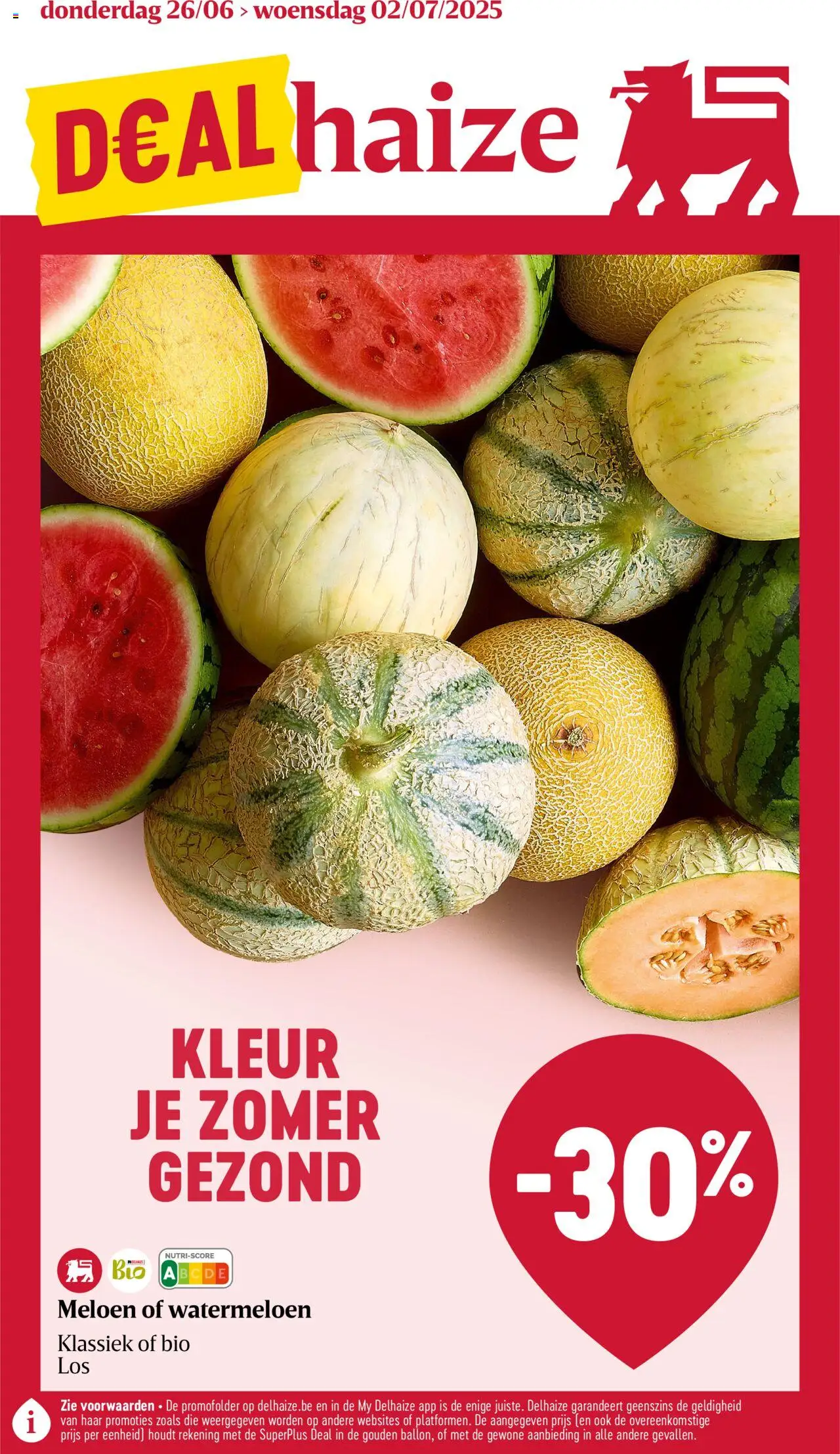 Delhaize shop Folder week 26 geldig vanaf 26/06/2025 - Paginanummer 1 - Watermeloen, Meloen