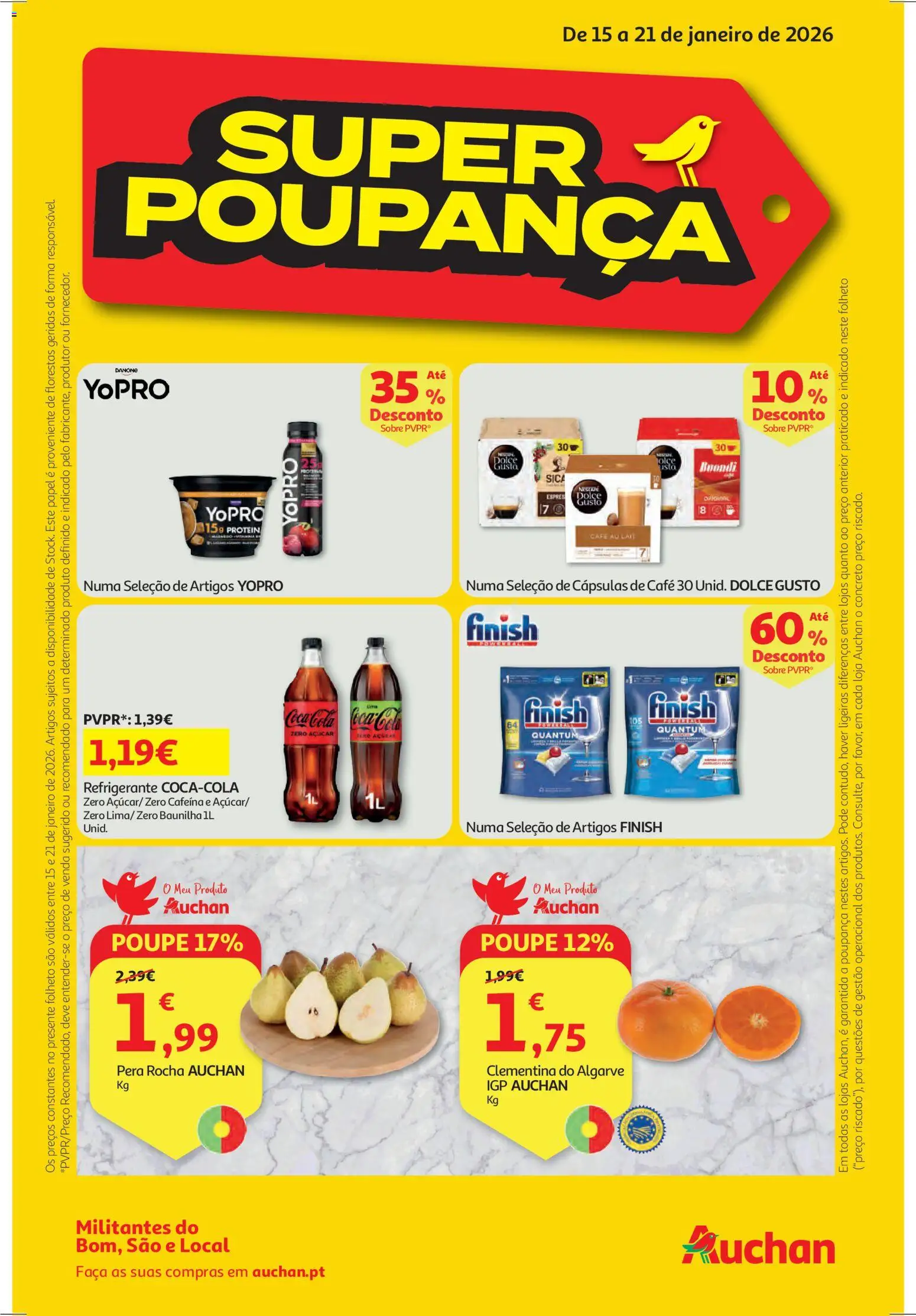 Pré-visualização do folheto da loja Auchan válida a partir de 15/01/2026 - Café, Dolce gusto, Açúcar, Baunilha, Refrigerante, Cápsulas, Faca