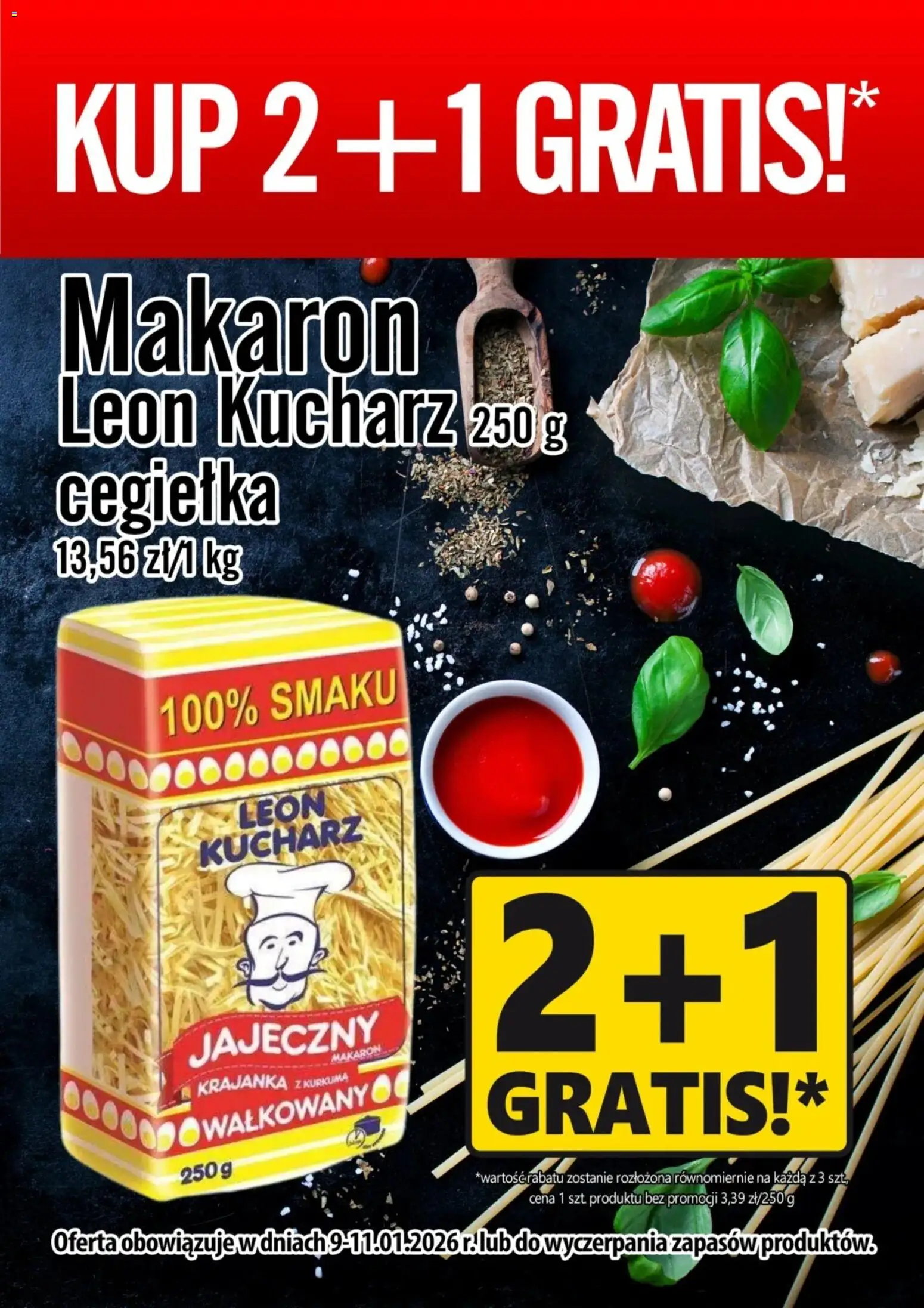 Pogląd gazetki "Promocja - Makaron Leon Kucharz Cegiełka" ze sklepu Prim Market ważnej od 09.01.2026