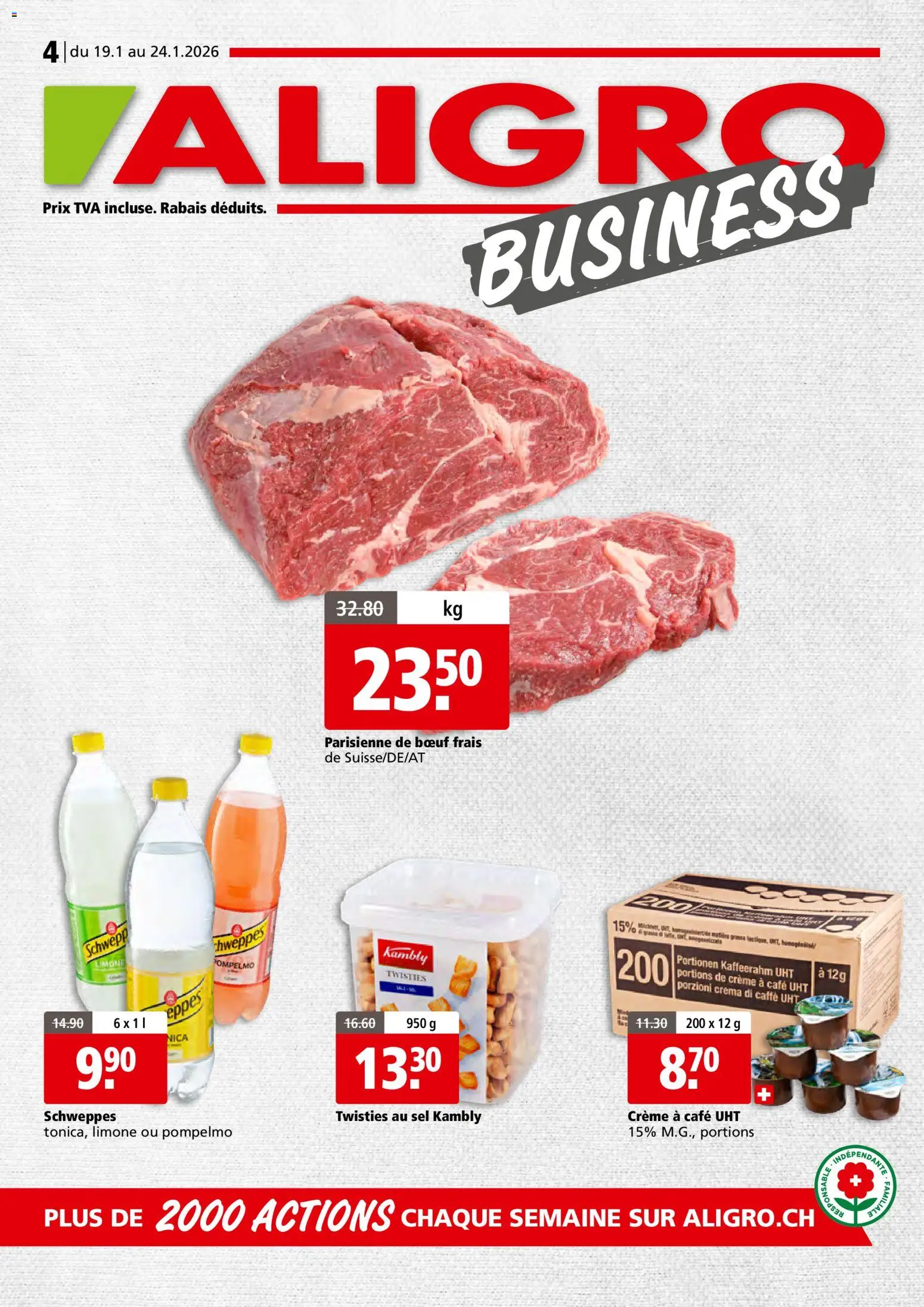 Vorschau des Merkblatts Aktionen Businesskunden - Chavannes, Matran, Genève, Sion vom Shop Aligro gültig von 19.01.2026 bis 24.01.2026