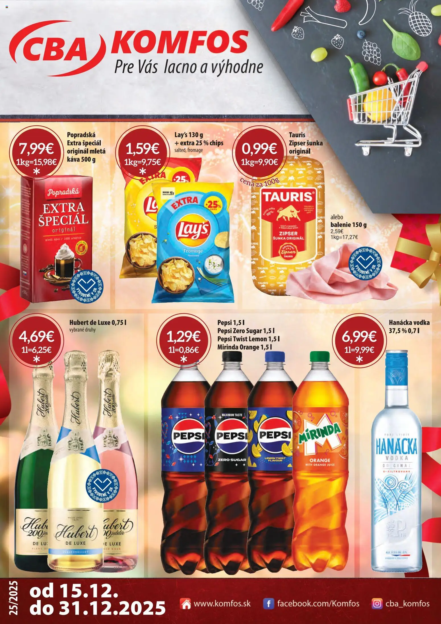 Náhľad CBA Komfos letáku platného od 15.12.2025