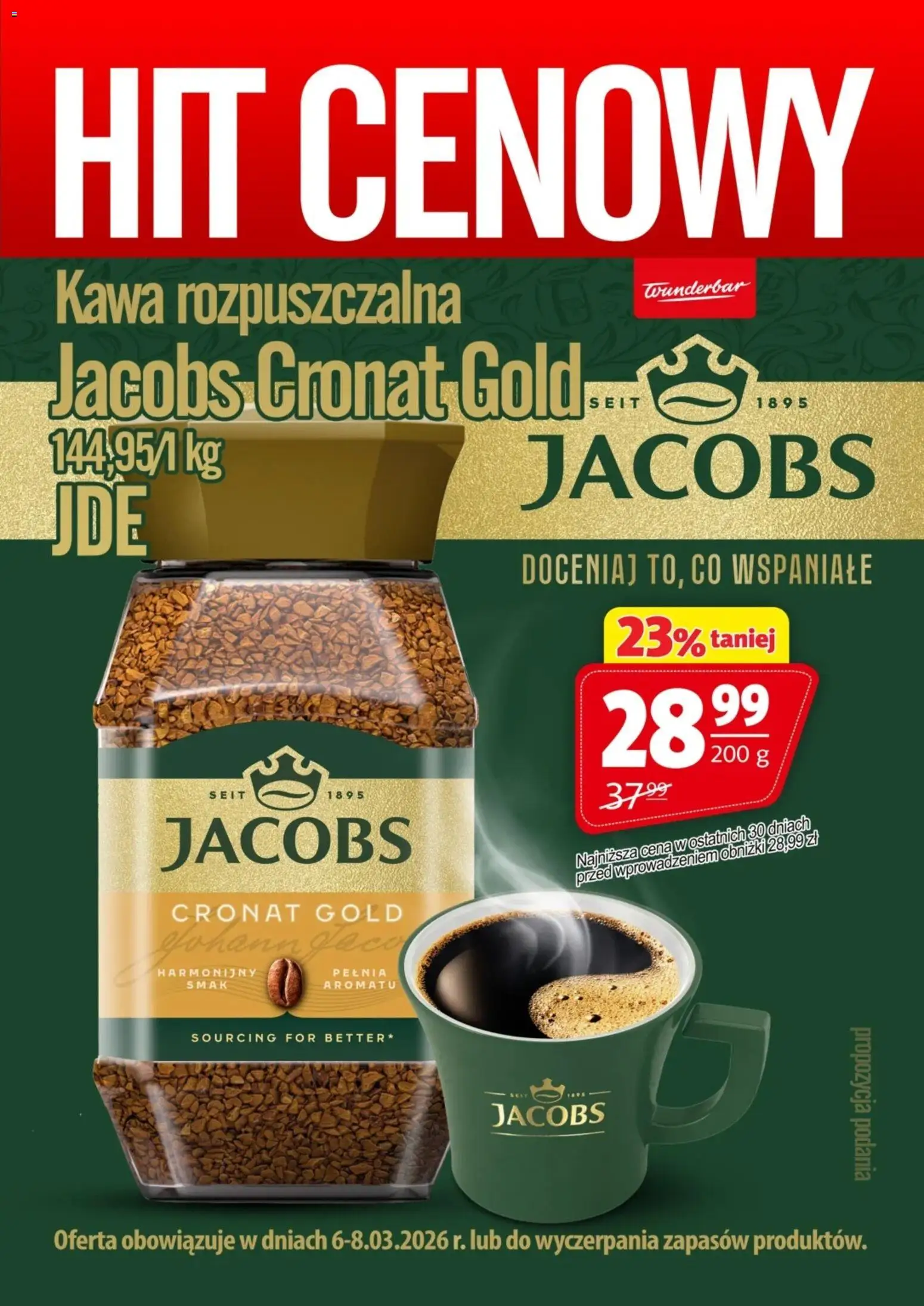 Pogląd gazetki "Prim Market promocja - Kawa Rozpuszczalna Jacobs Cronat Gold" ze sklepu Prim Market ważnej od 06.03.2026