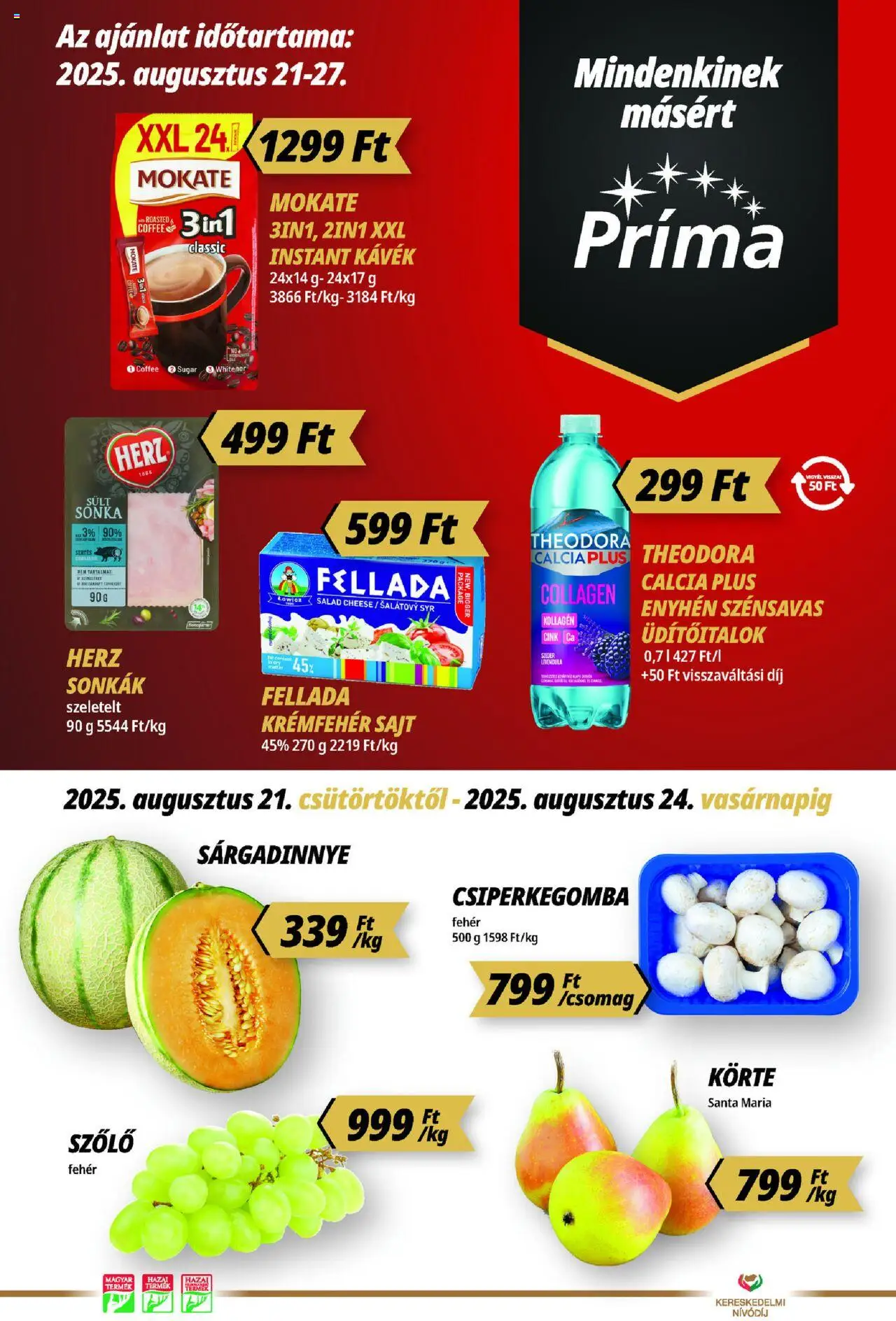 CBA Príma aktuális szórólap, érvényes 2025.08.21.-től - 1 oldal