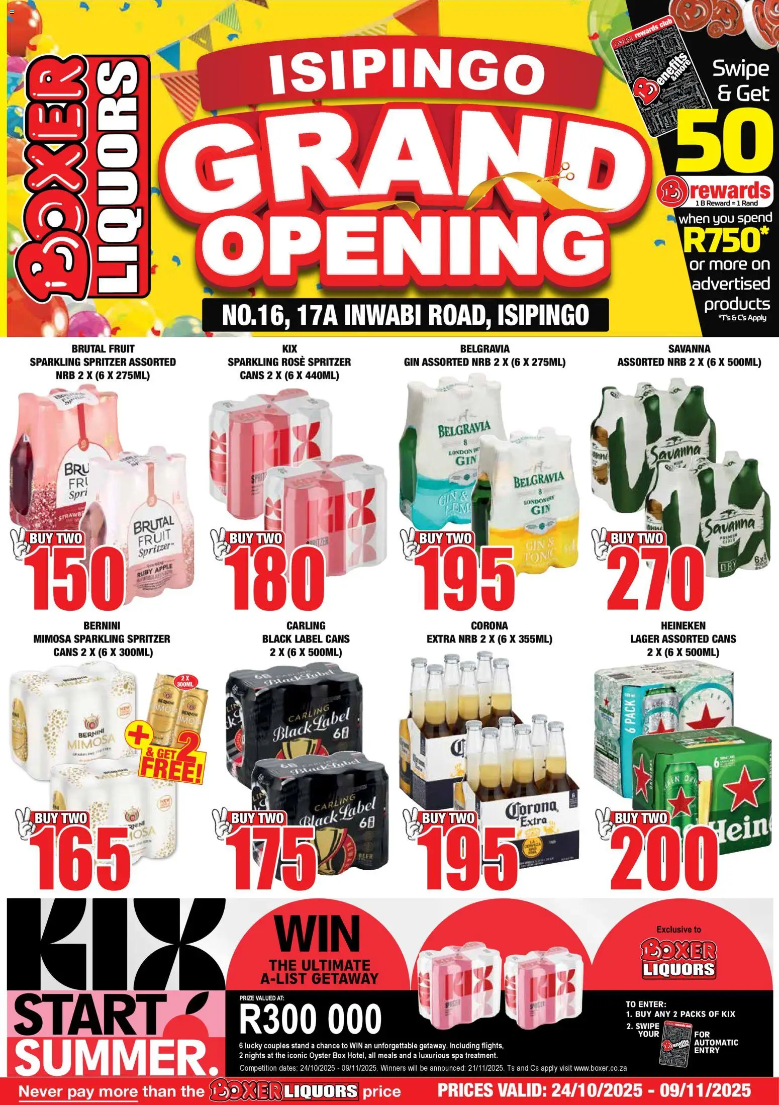 Boxer KwaZulu-Natal - Liquors from 24/10 - 09/11/2025 > Promotions