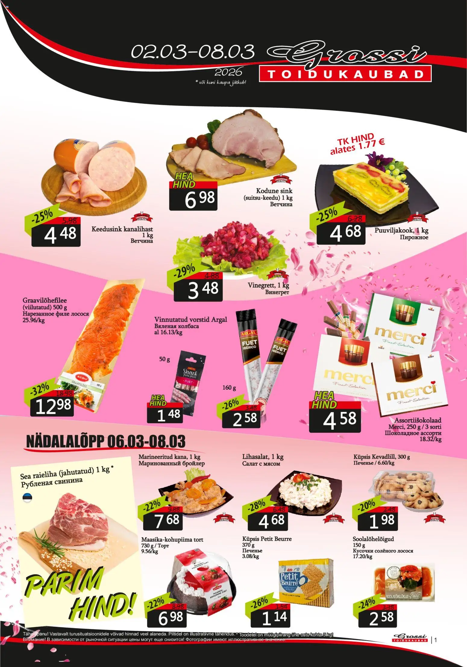 Grossi Toidukaubad kliendilehe eelvaade alates 02.03.2026