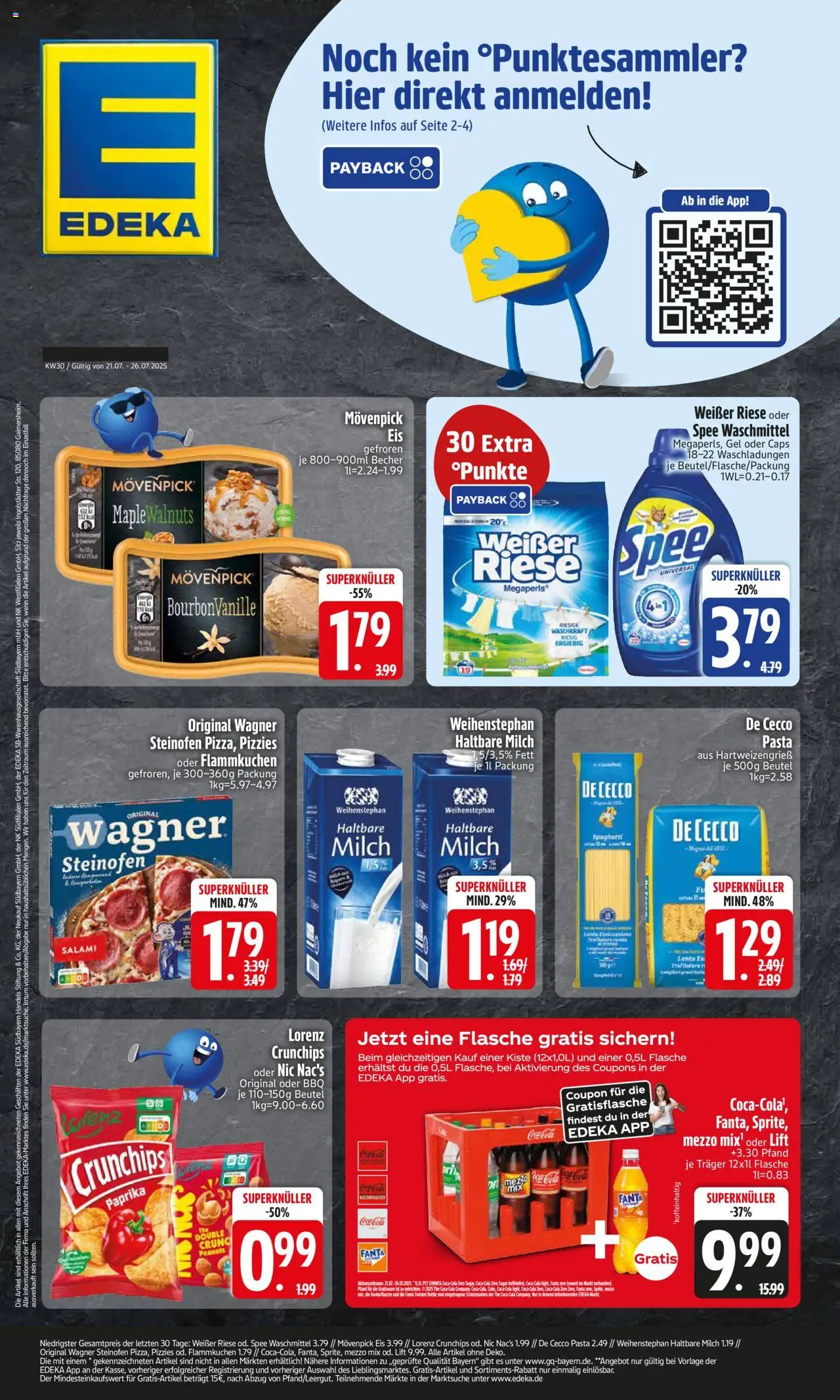 Edeka DE shop DE Folder geldig vanaf 20-07-2025 - Paginanummer 1 - Salami, Pasta, Spaghetti, Fanta, Paprika, Pet, Gel