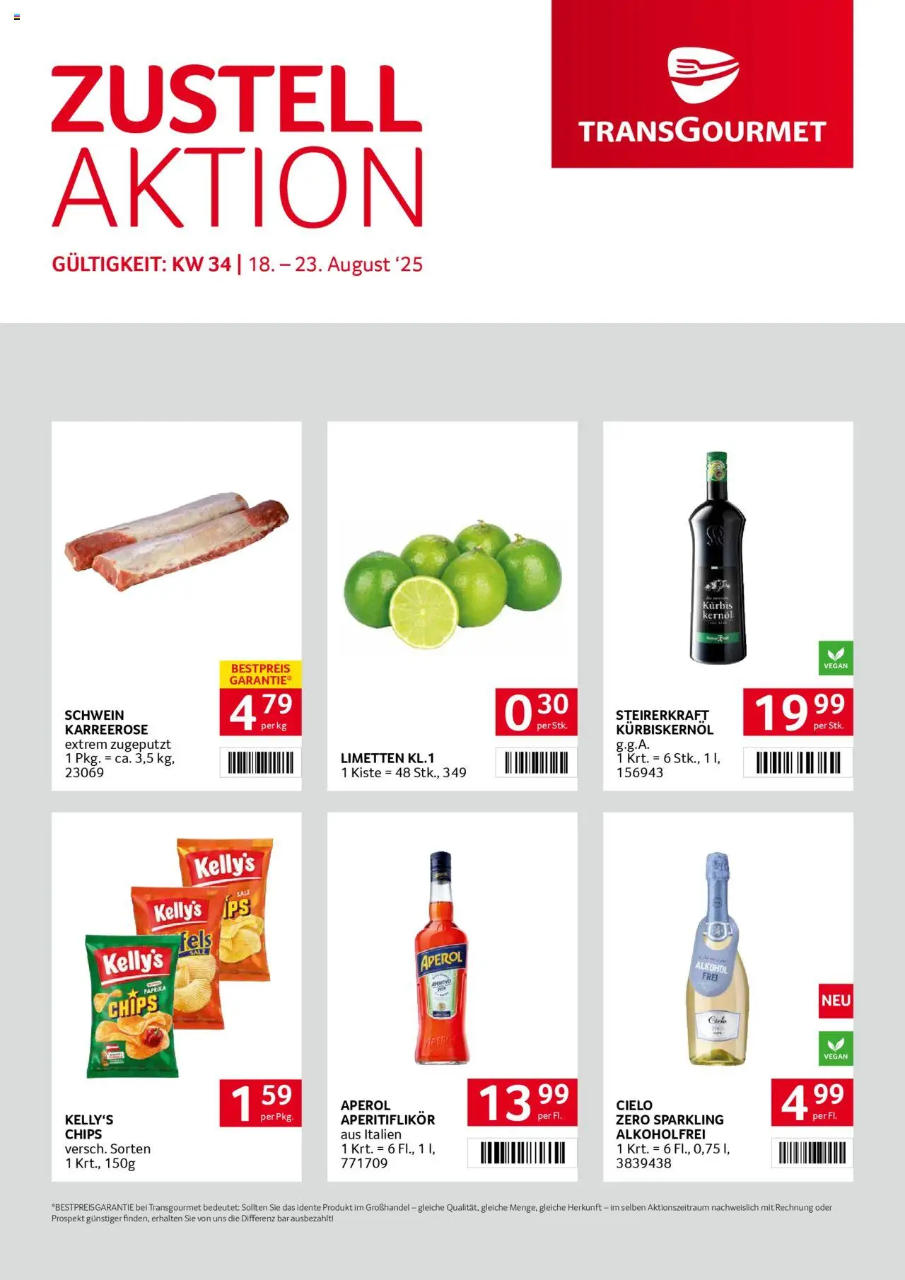  Transgourmet Zustellaktion ab (17.08.2025 - 23.08.2025) - Seite 1 - Aperol, Chips, Kürbis