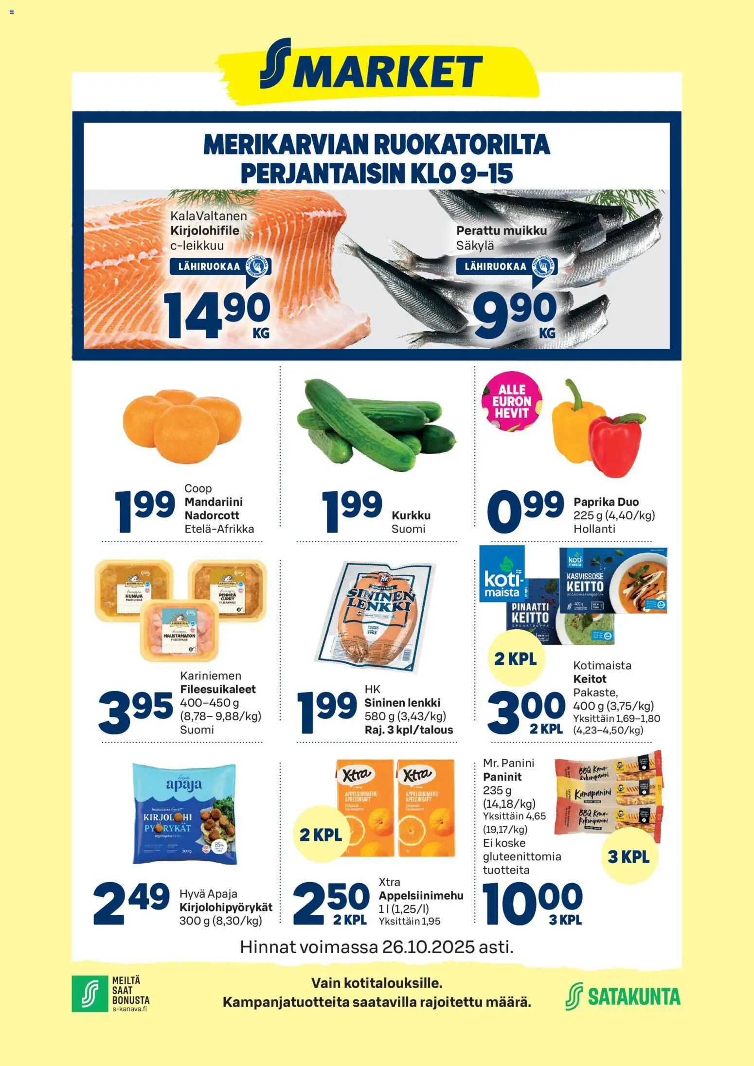 S-market-kaupan Merikarvia voimassa 22/10/2025 - Sivulla 1