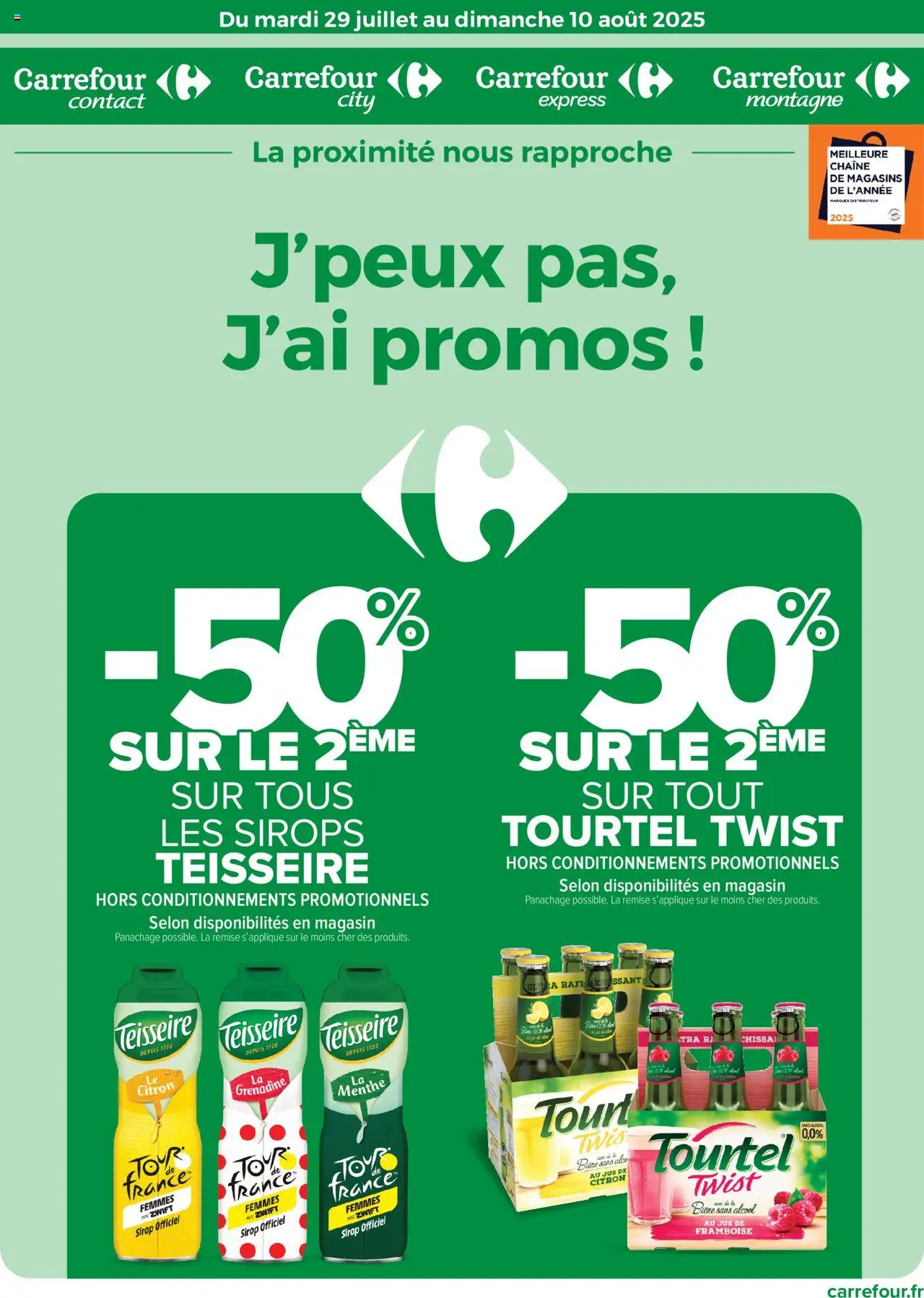 Catalogue J'peux pas, j'ai promos de la boutique Carrefour contact valable du 23/07/2025 - Page numéro 1