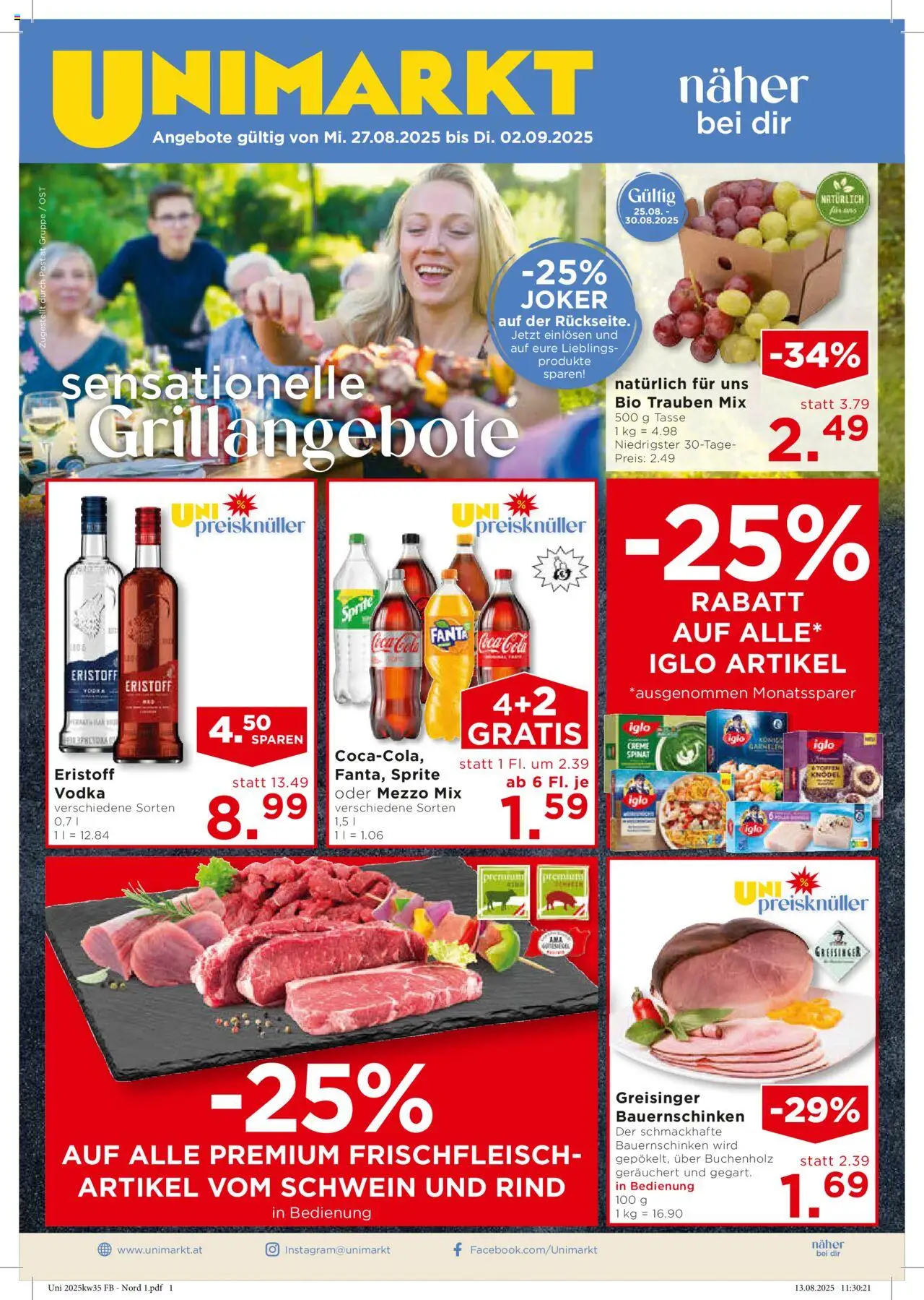  Unimarkt Flugblatt ab (27.08.2025 - 02.09.2025) - Seite 1