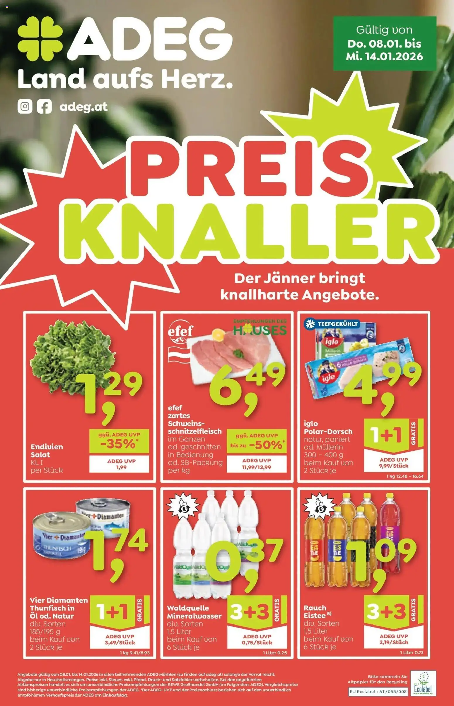 Vorschau der Angebote: ADEG Sonntag, Laterns gültig ab 08.01.2026 - Öl, Salat, Mineralwasser