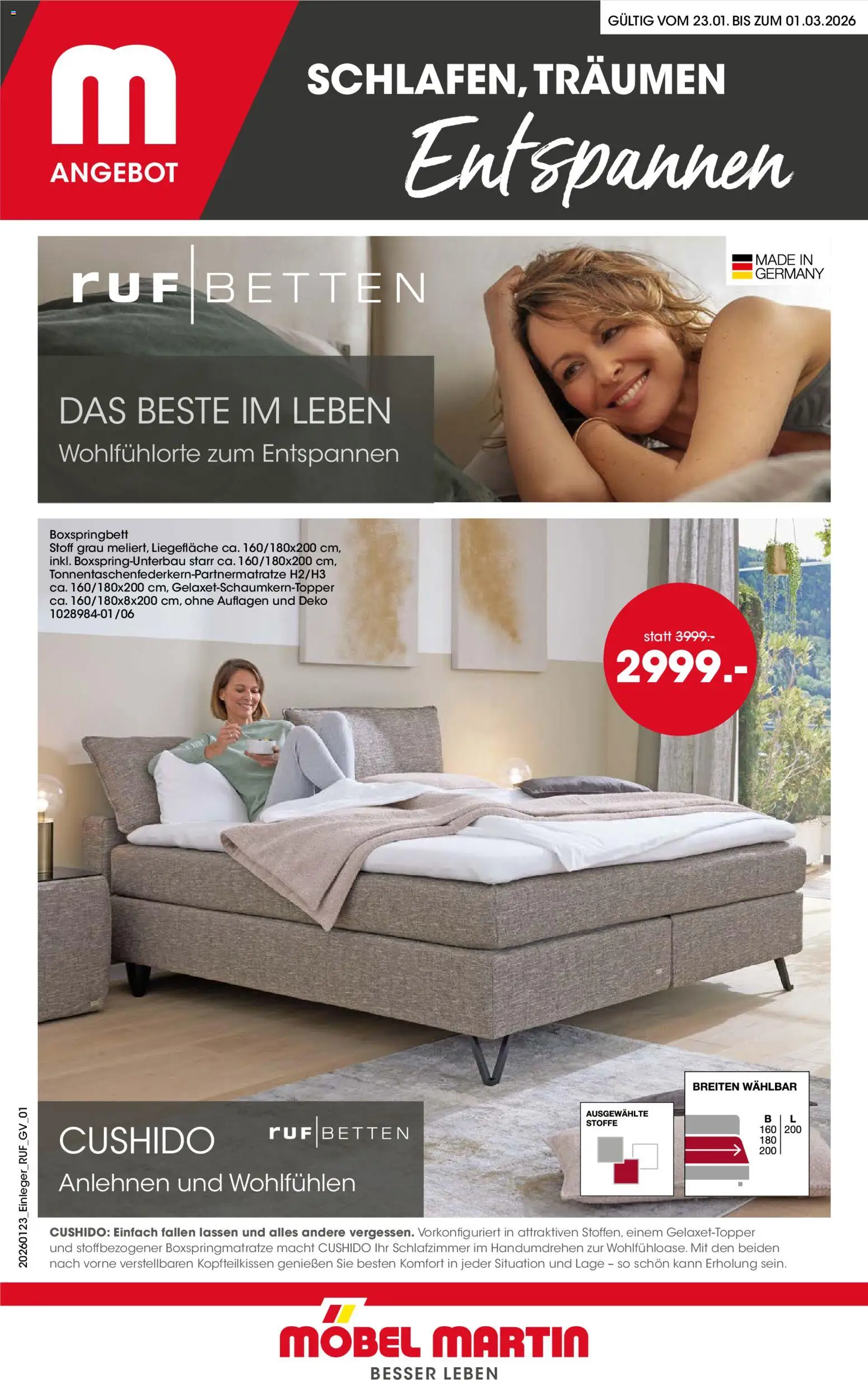 Vorschau von dem Prospekt des Geschäftes Möbel Martin, gültig ab dem 23.01.2026 - Boxspringbett