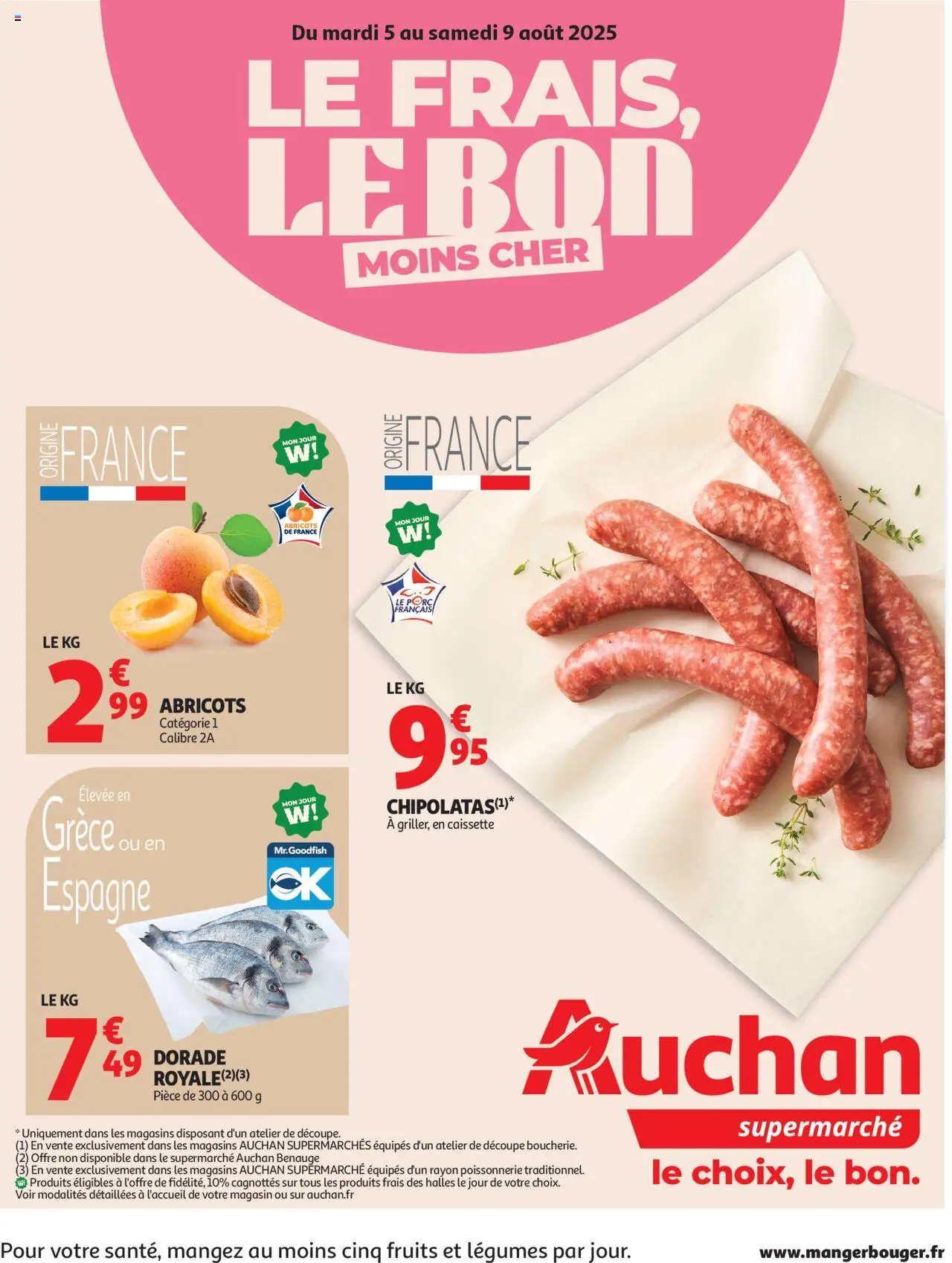Auchan shop Le frais, le bon moins cher geldig vanaf 05/08/2025 - Paginanummer 1