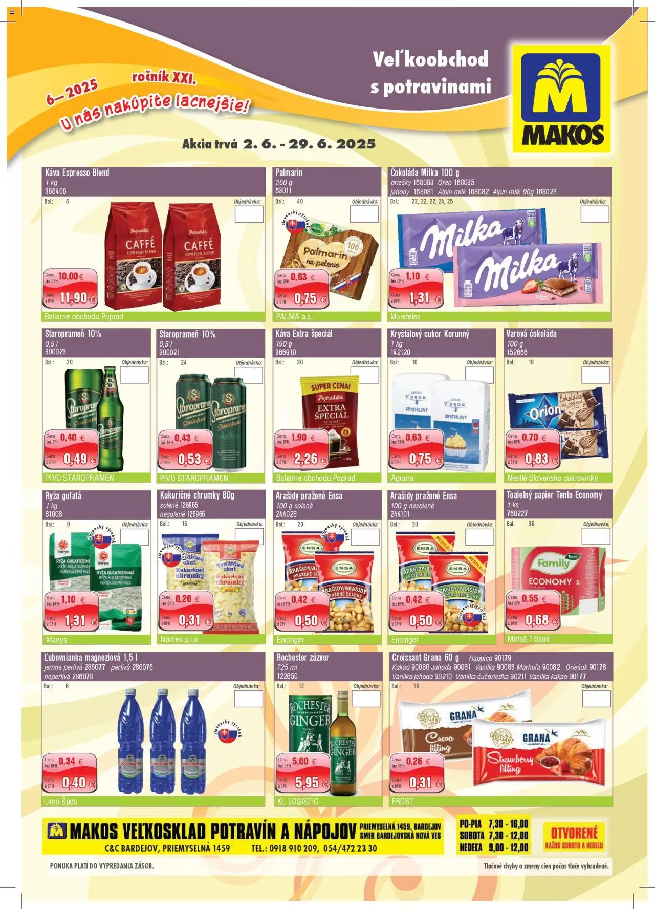 Makos Leták od 02.06.2025 > Makosáčik online - Pivo, Jahody, Arašidy, Kakao, Zázvor, Croissant, Milka, Oreo