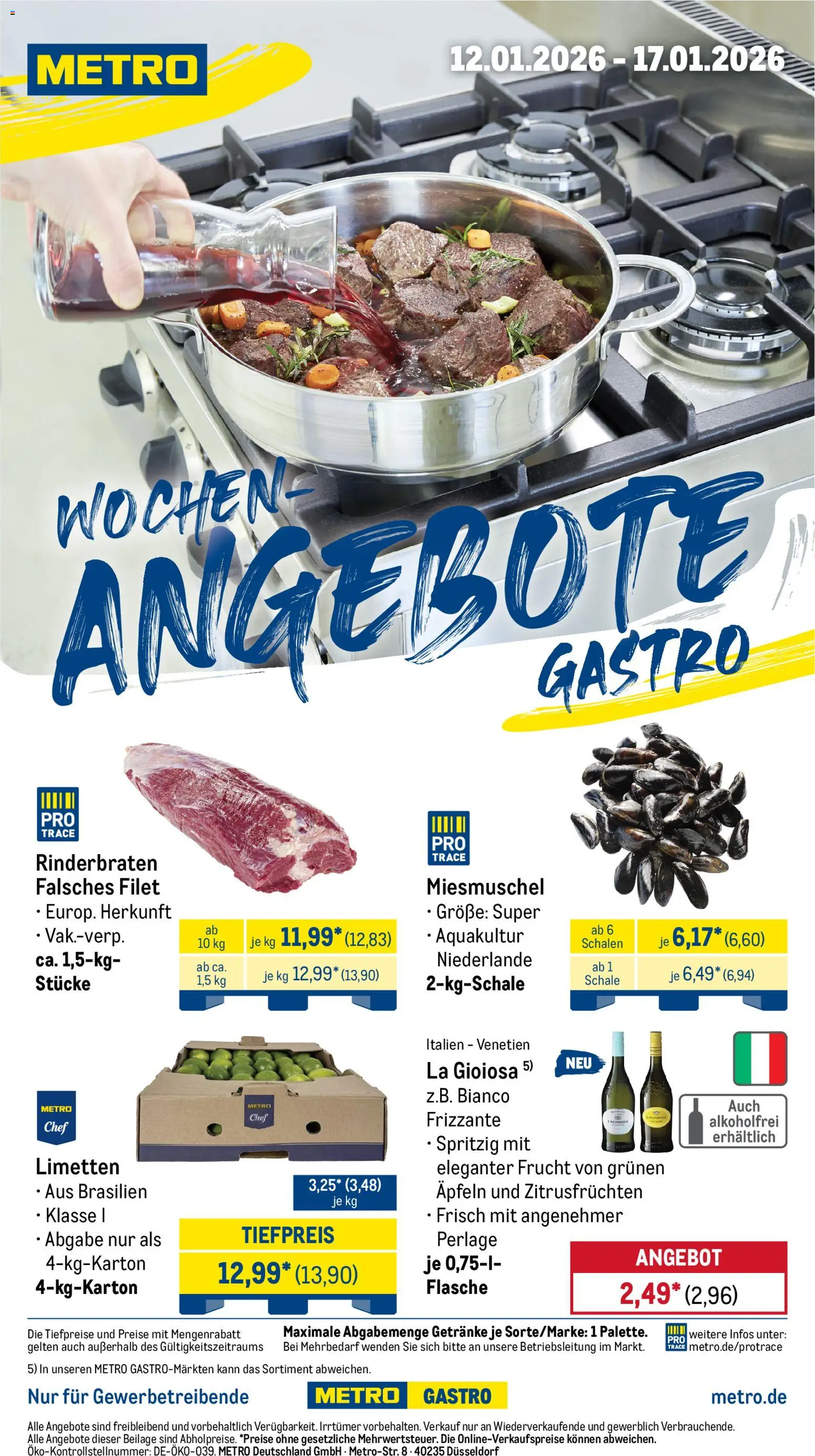 Vorschau von dem Prospekt des Geschäftes Metro, gültig ab dem 12.01.2026 - Rinderbraten, Limetten