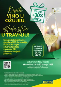 Pregled letka Metro - Kupite vino i ušteda stiže u travnju trgovine Metro vrijedi od 13.03.2026