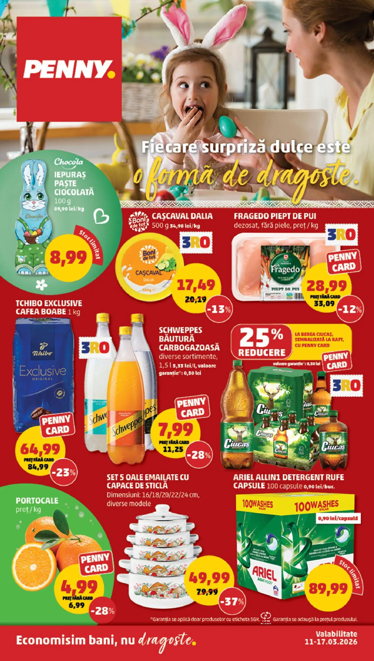 Previzualizarea de cataloage: PENNY PENNY Catalog valabil de la 11.03.2026 - Cafea, Paste, Ciocolată, Detergent Rufe, Pui, Cașcaval, Detergent, Portocale