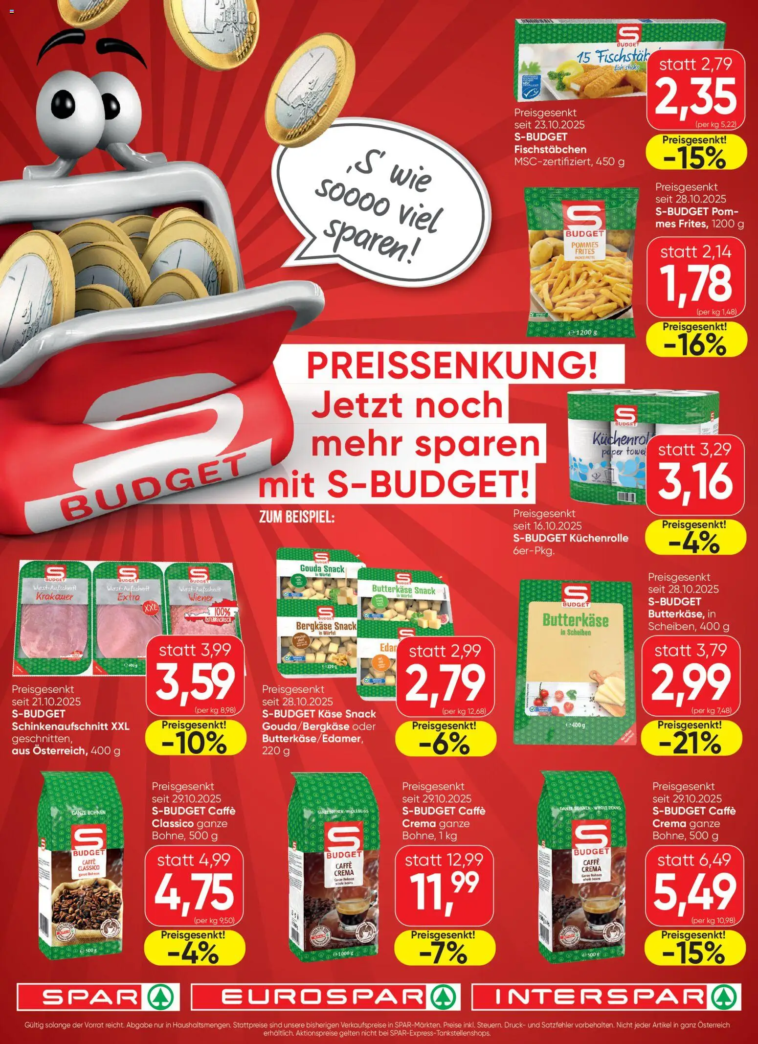 Vorschau der Angebote: Spar Niederösterreich SBUDGET gültig ab 30.10.2025 - Käse