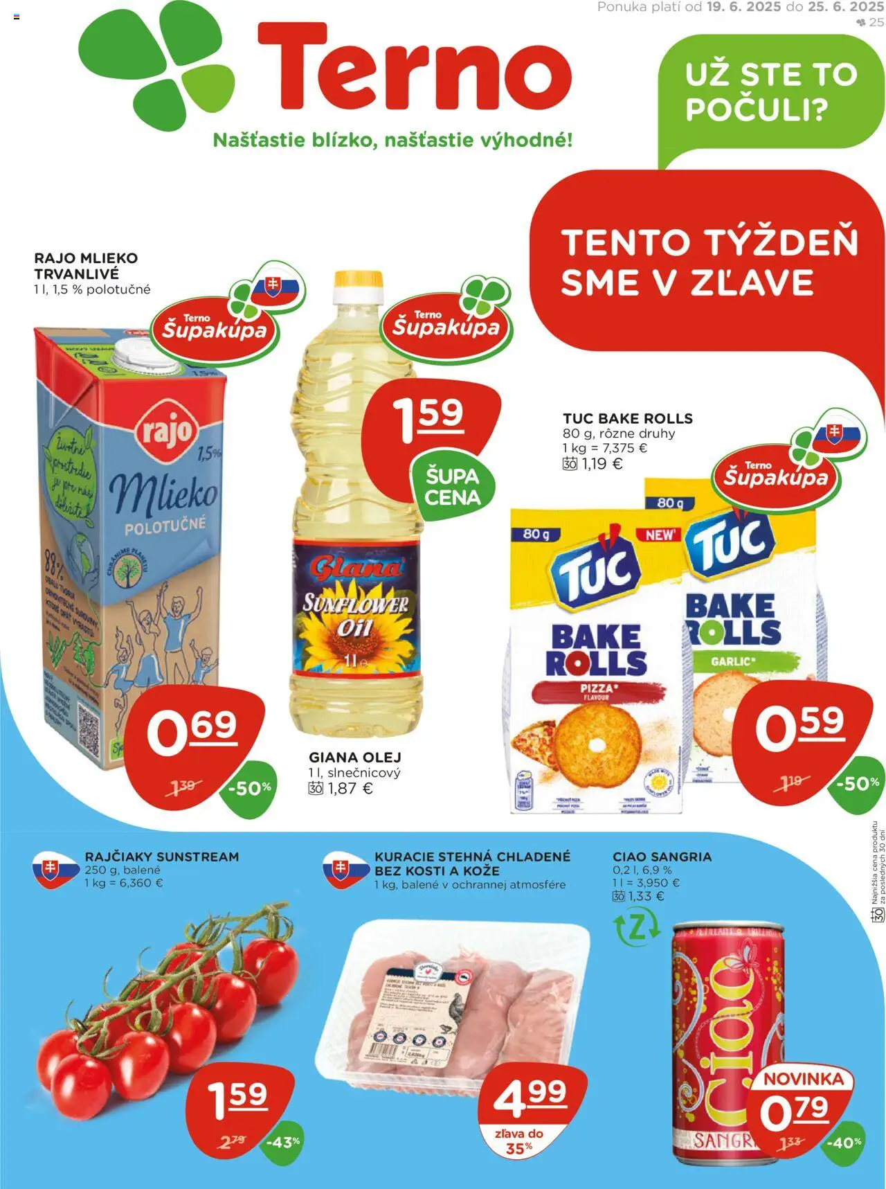 Terno Leták (19.06. - 25.06.2025) - Akčná ponuka - Kuracie stehná, Olej, Mlieko