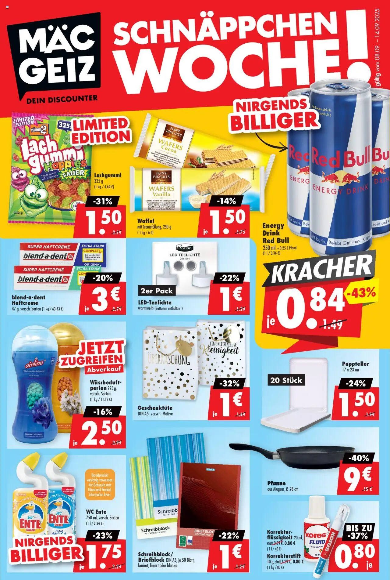 Vorschau von dem Prospekt des Geschäftes Mäc Geiz, gültig ab dem 08.09.2025 - Red bull, Batterien, Ente, Met, Energy
