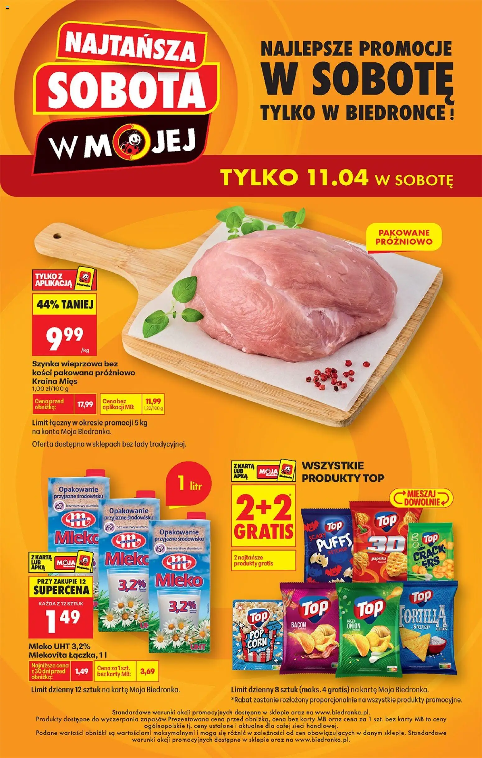 Náhled nabídky: Biedronka Polsko Biedronka Polsko leták - Najtańszy sobota platný od 11.04.2026 - Paprika, Mléko, Karty