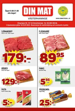 Förhandsgranska reklamblad Aktuella reklamblad Din Mat från butik Din Mat gäller från 18/08/2025