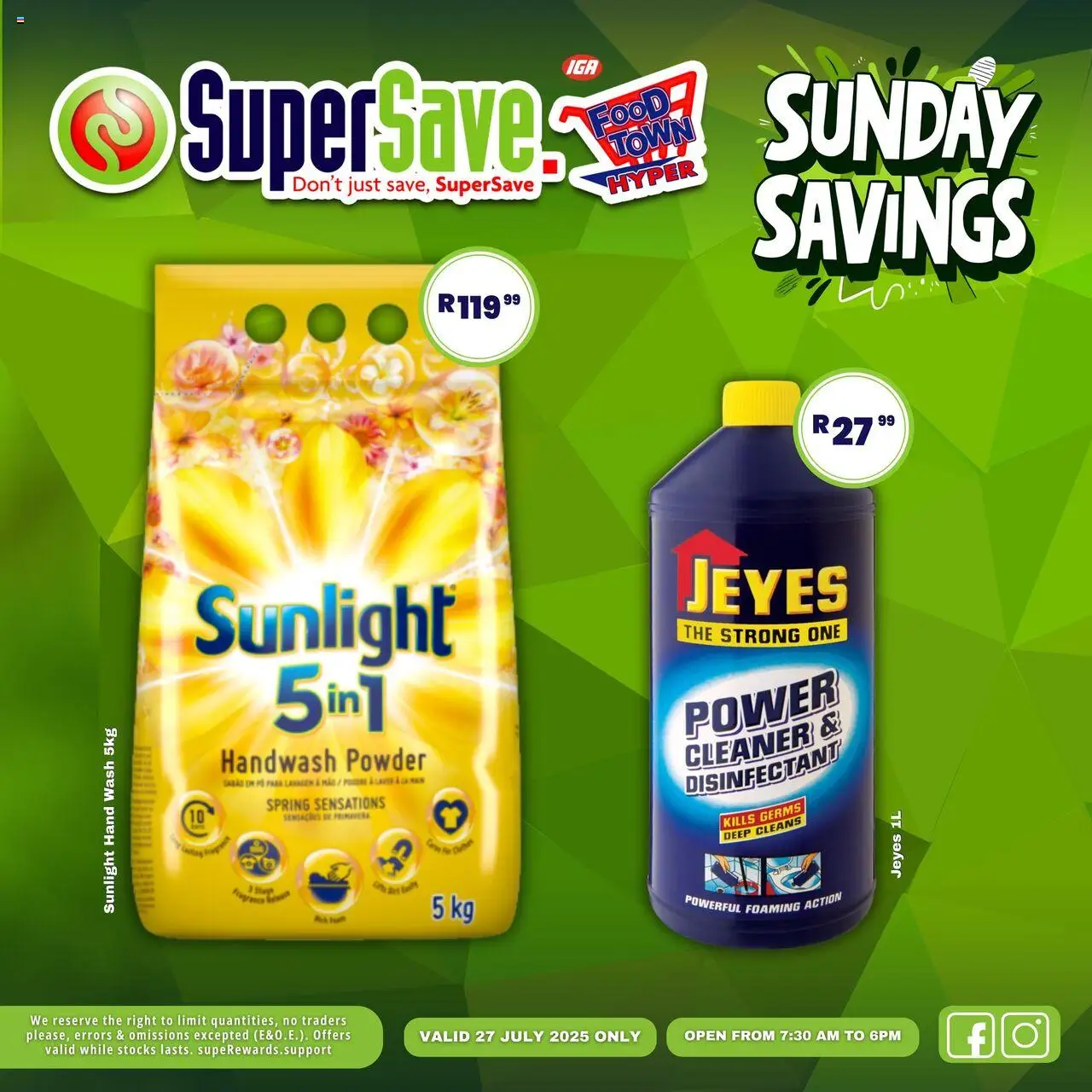 Super Save Sunday Deals from 27/07 - 27/07/2025 > Promotions - Handwash, Powder
