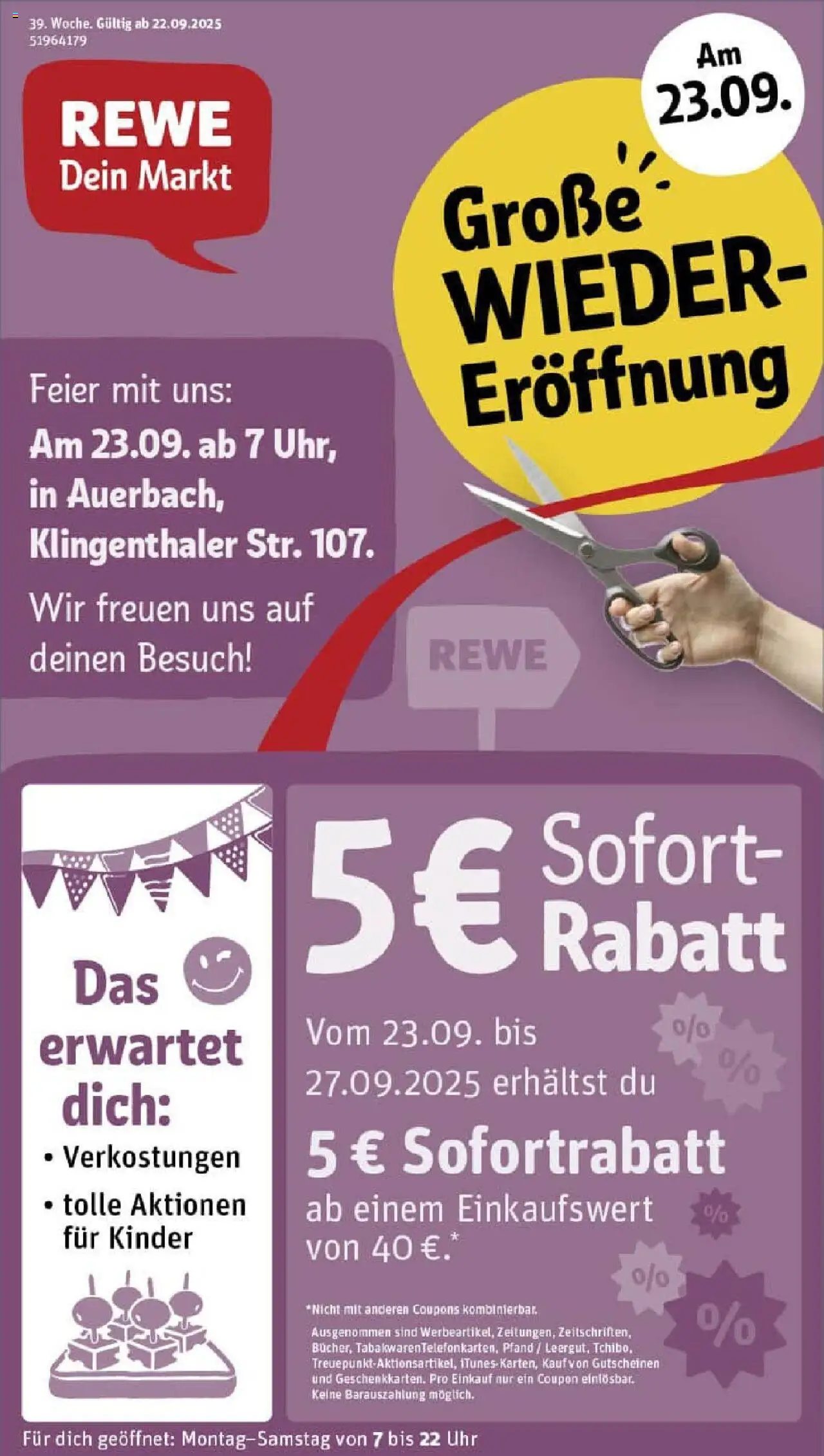 REWE Prospekt ab 21.09.2025 nächste Woche - Prospekt Auerbach	