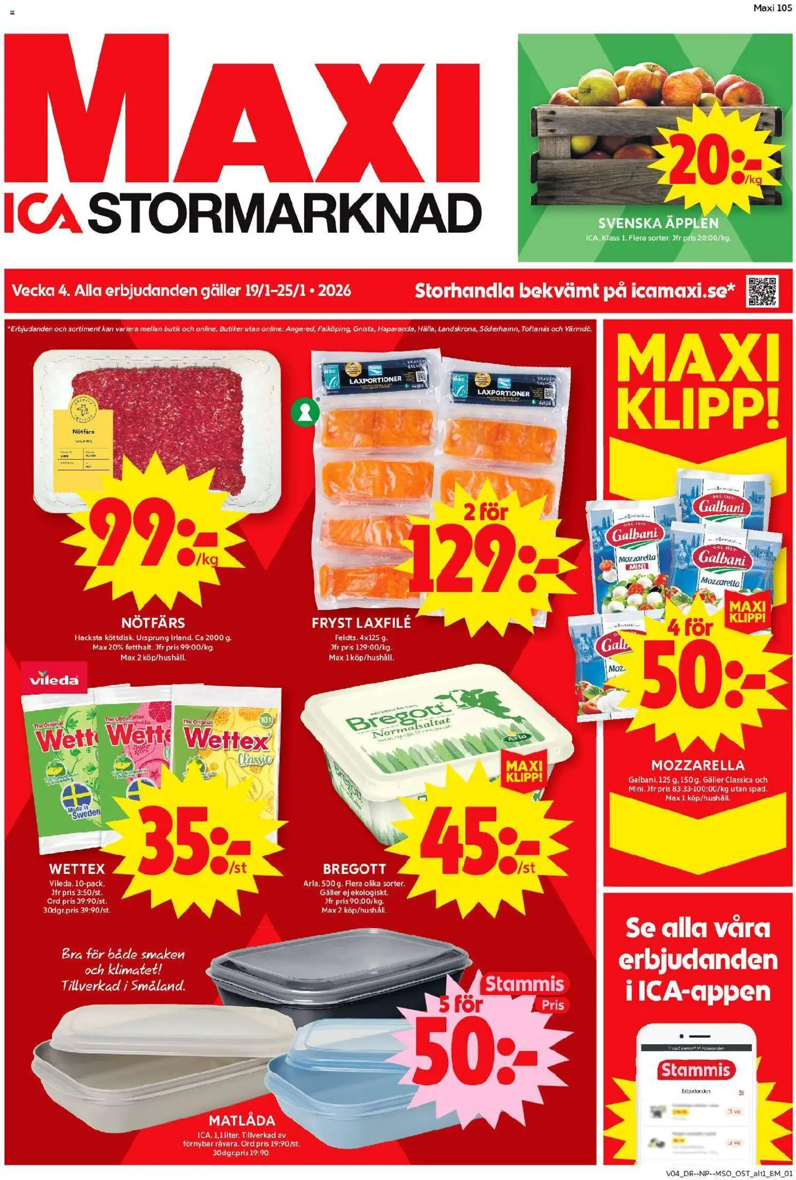 Förhandsgranska reklamblad Aktuella reklamblad ICA Maxi från butik ICA Maxi gäller från 19/01/2026
