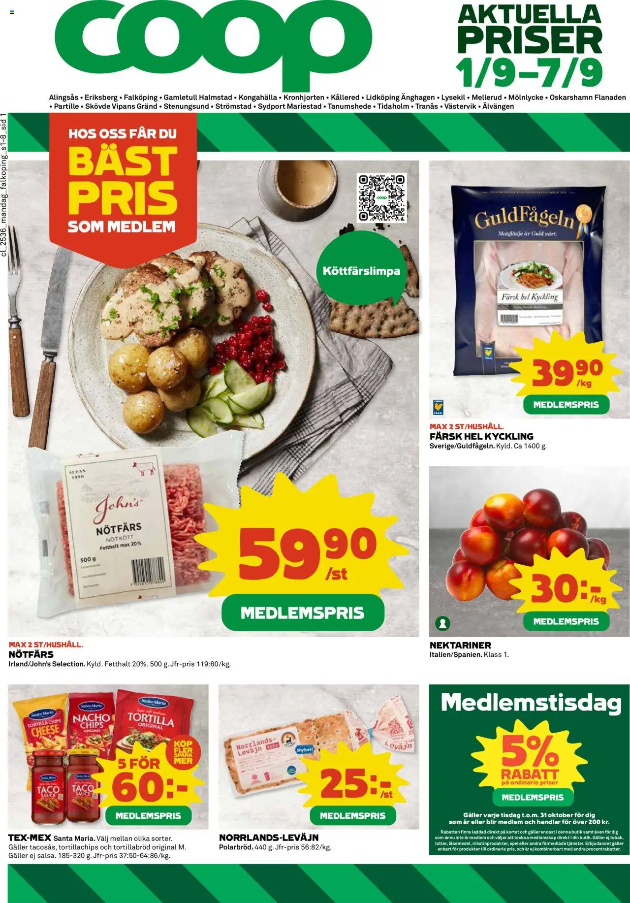 Aktuella reklamblad Coop är giltig 01/09 2025 > Veckans Erbjudanden gäller från 01/09/2025 till 07/09/2025 sidnummer 1