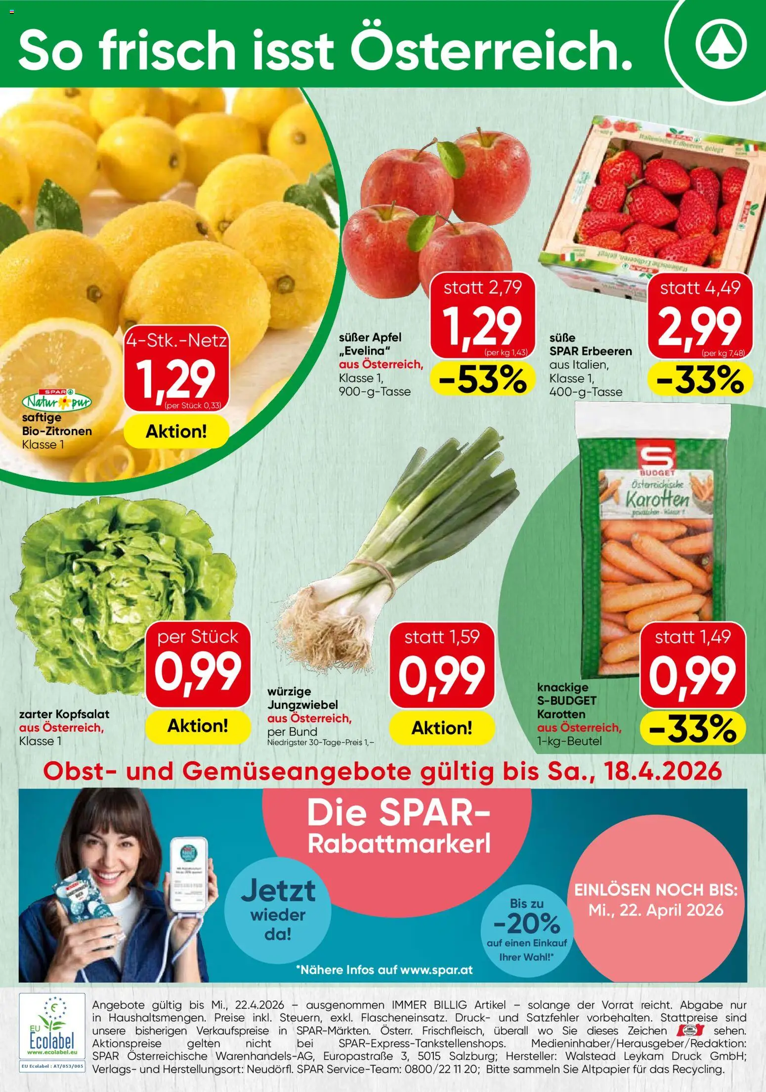 Vorschau der Angebote: Spar Spar Obst & Gemüse gültig ab 13.04.2026