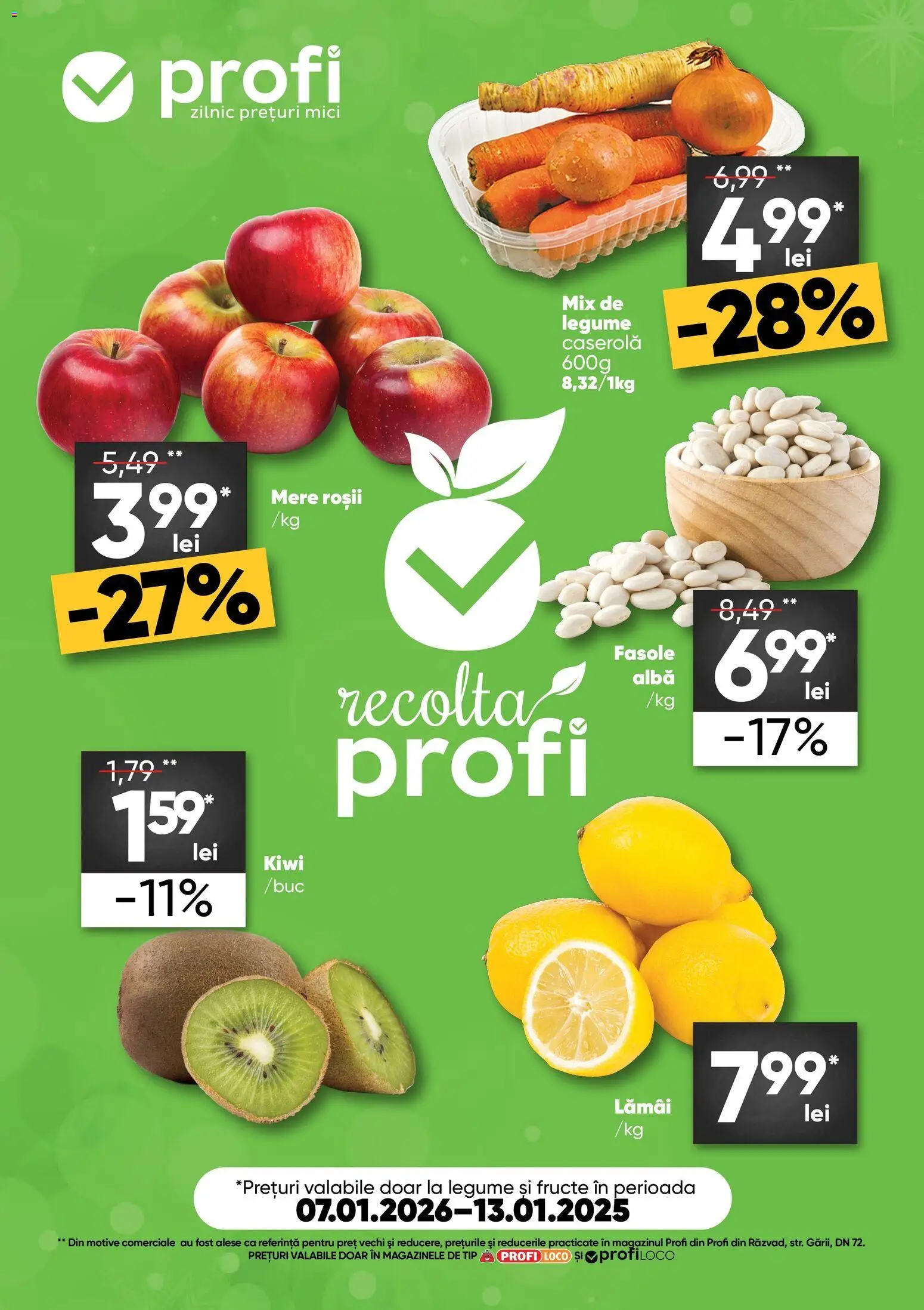 Previzualizarea de cataloage: Profi Revista Fresh Loco valabil de la 07.01.2026 - Kiwi, Legume, Fructe, Mere, Roșii, Tip, Lamai, Caserola
